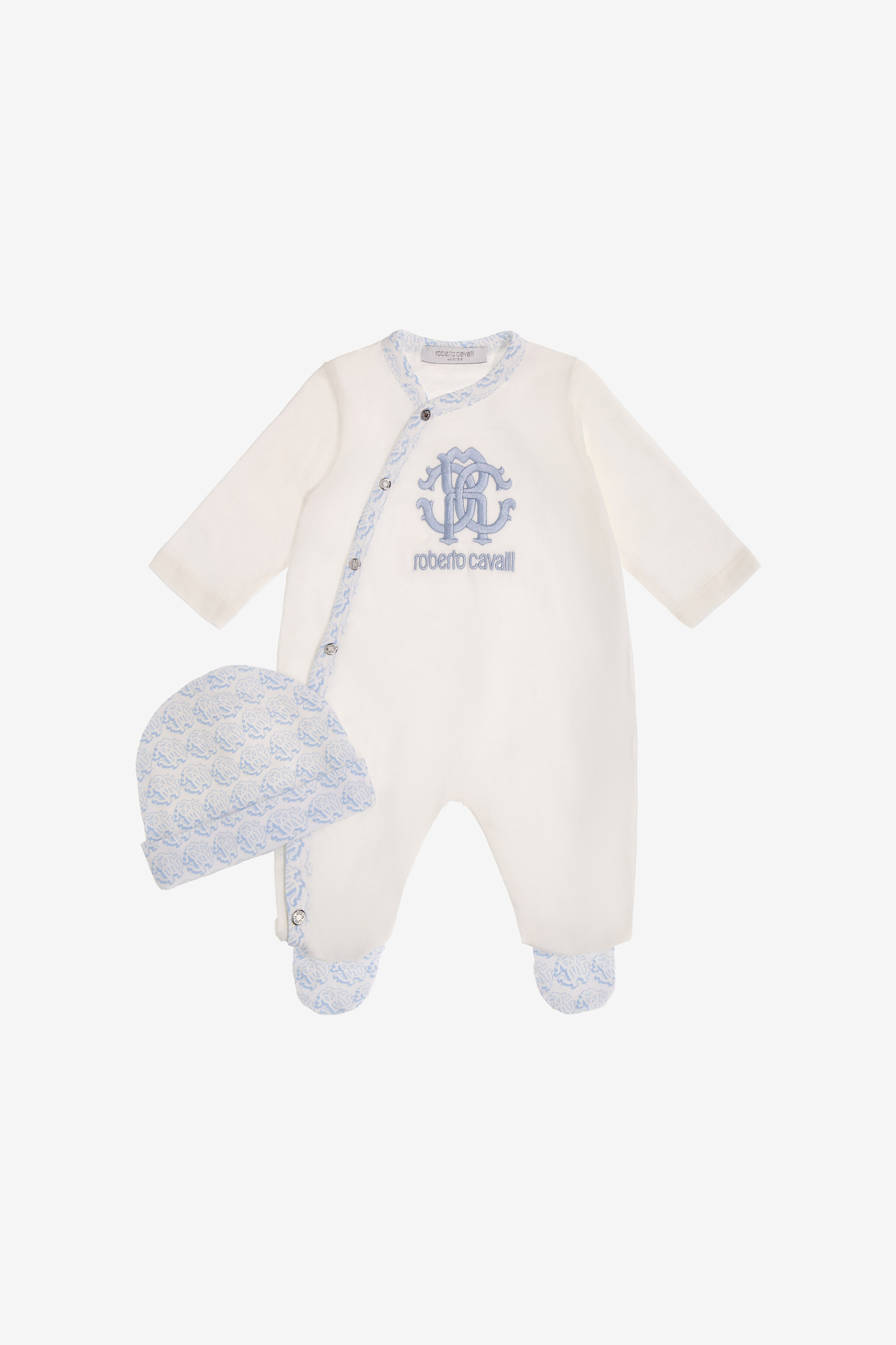 JU RC Monogram embroidery babygrow set Blue SJT838-JD001