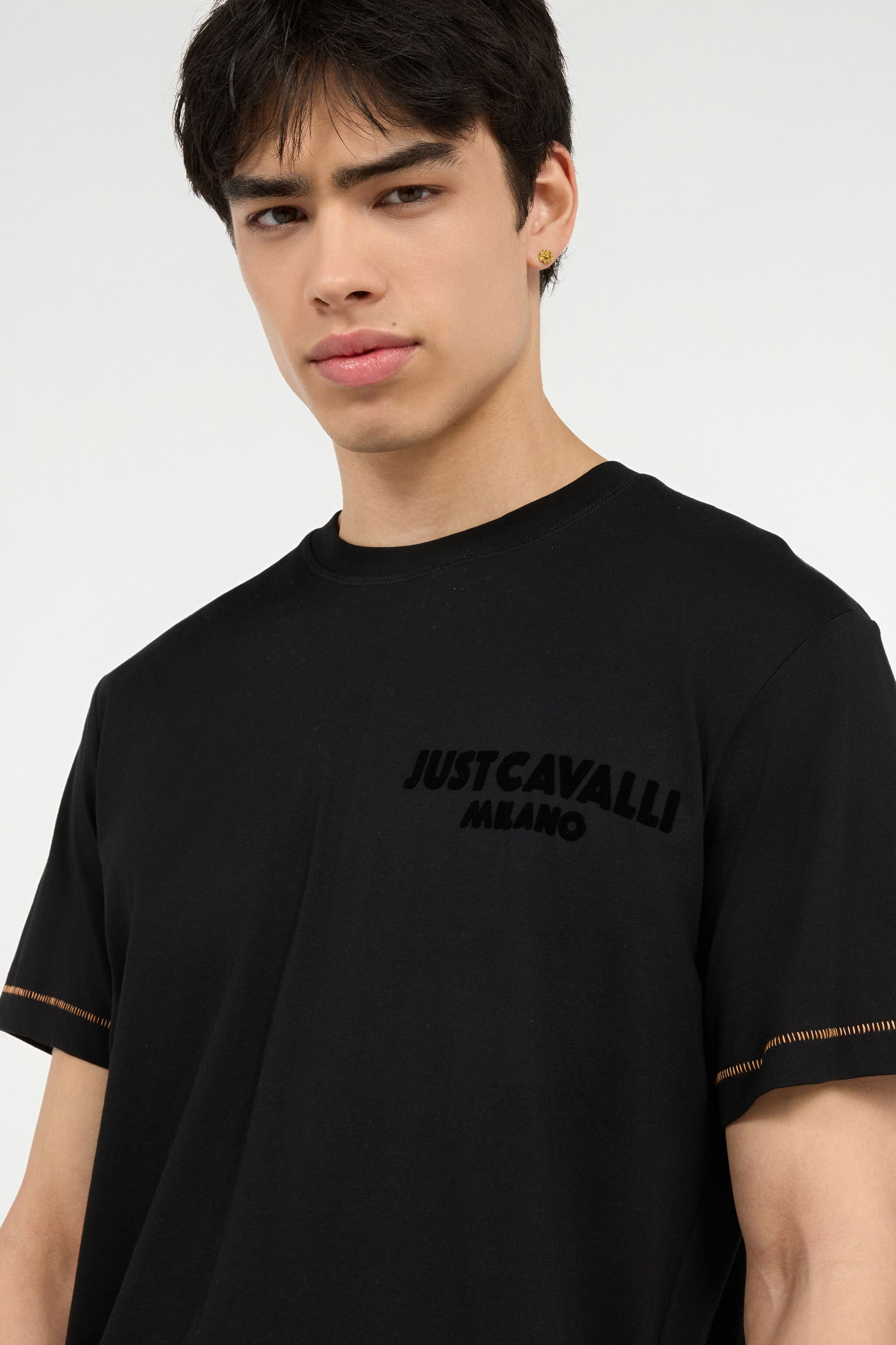 JC T-Shirt Avec Monogramme JC Et Coutures Contrastantes BLACK UFT037-UF057