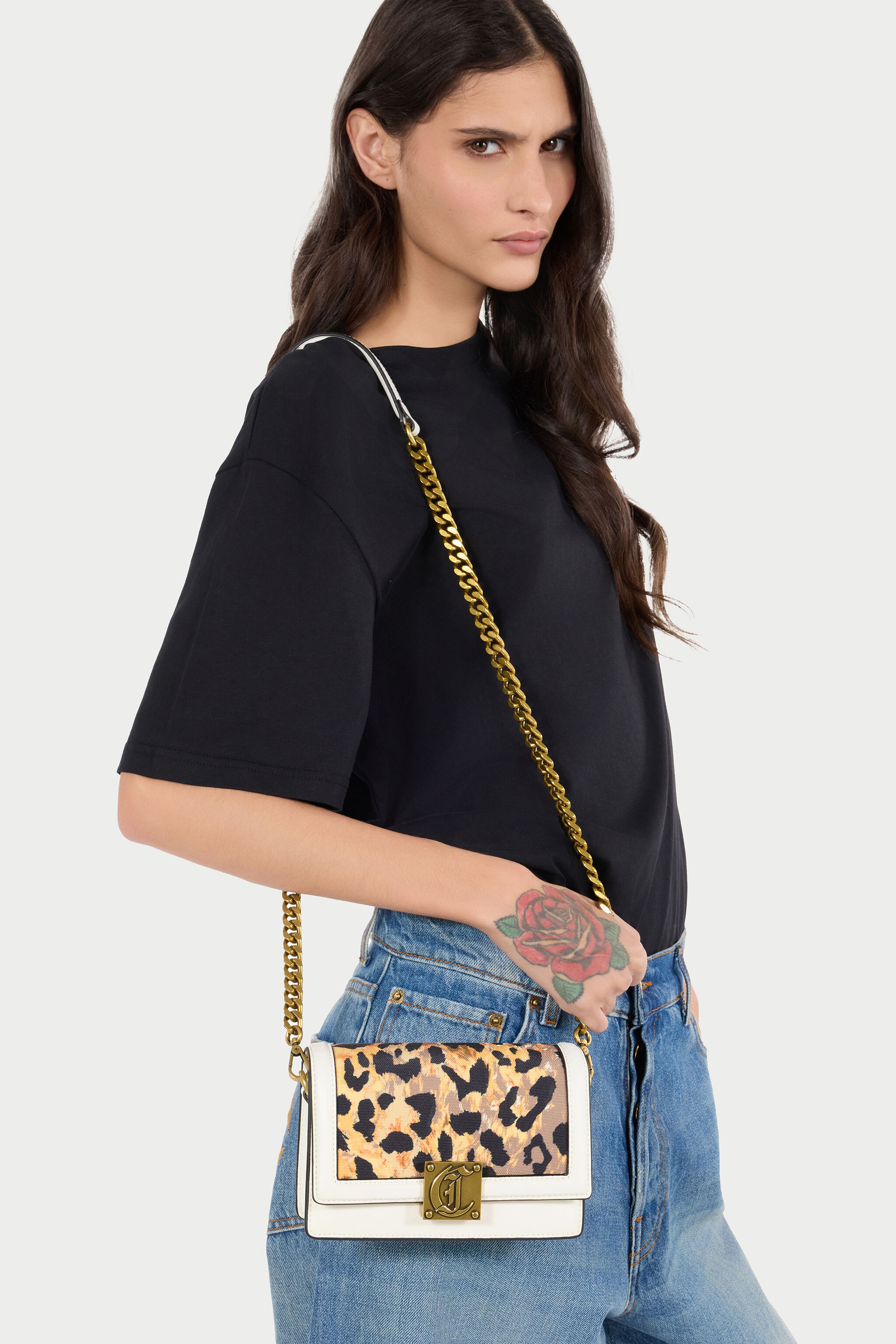 JC Crossbody Bag With Jaguar Skin Print White SFB139-SF631