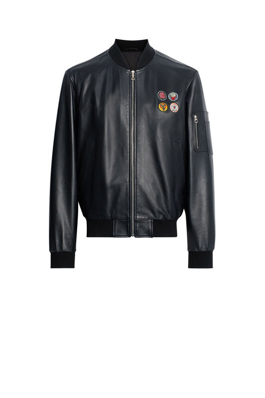 RC Bomber in nappa con simboli portafortuna RC Bomber in nappa con simboli portafortuna BLACK INP820-PN001