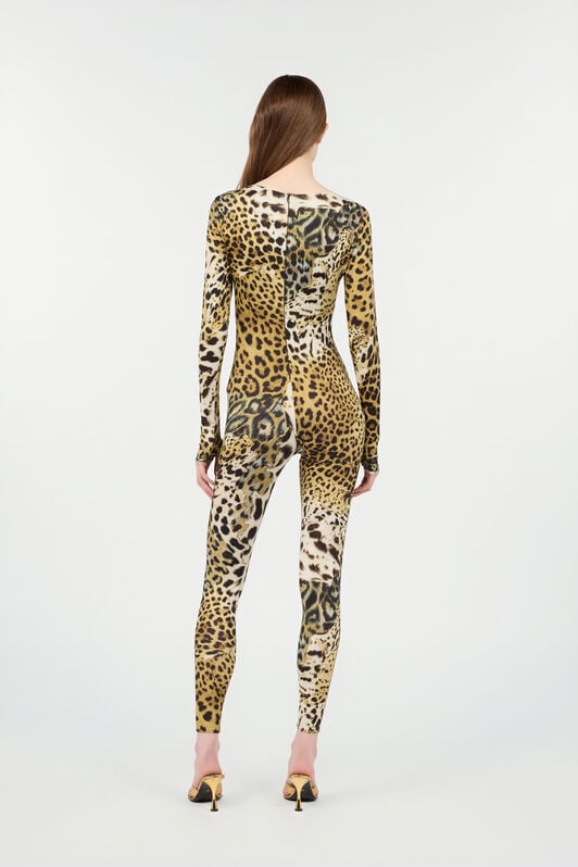 RC Jumpsuit with Jaguar Skin print Marron clair SKT11A-LNG34
