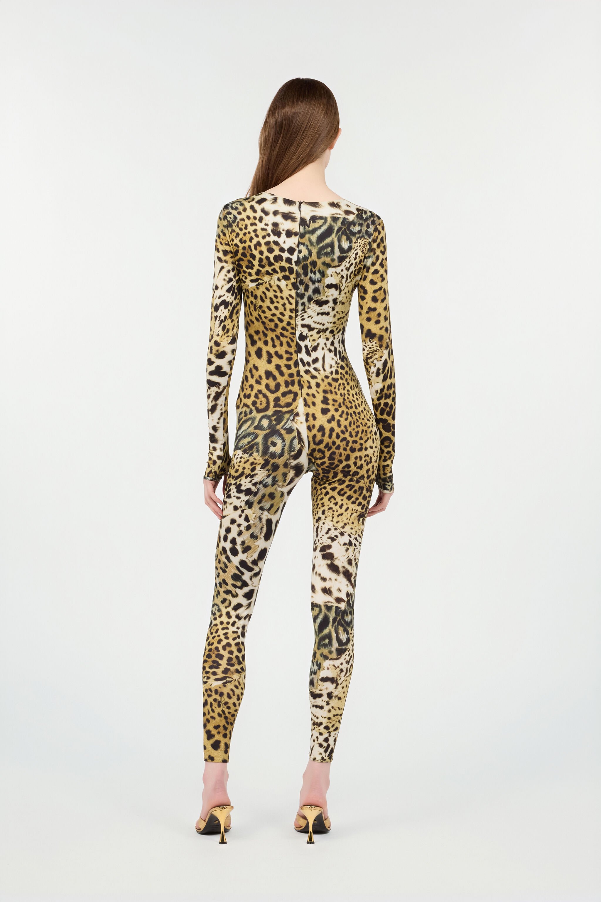 RC Jumpsuit with Jaguar Skin print Marron clair SKT11A-LNG34