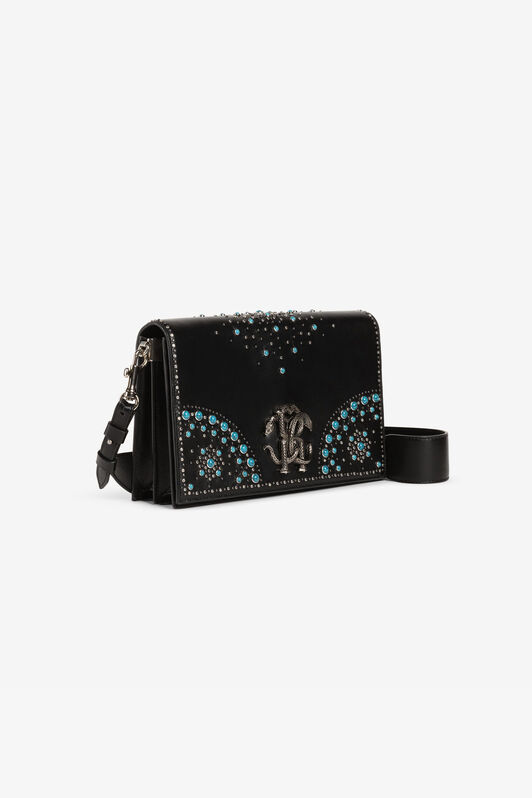 RC Mirror Snake Studded Shoulder Bag Black RKB005-PZB32