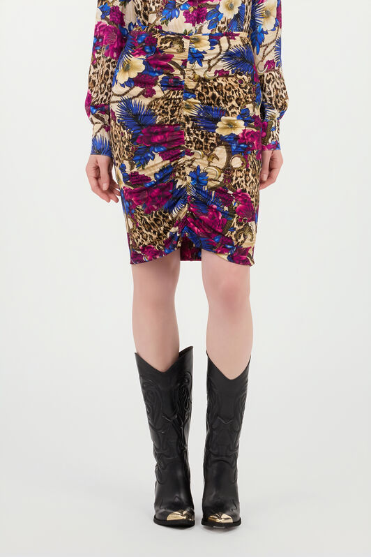 JC Falda Midi Estampado Flower Leo 700 BEIGE + 343 CILI VFT175-VF288