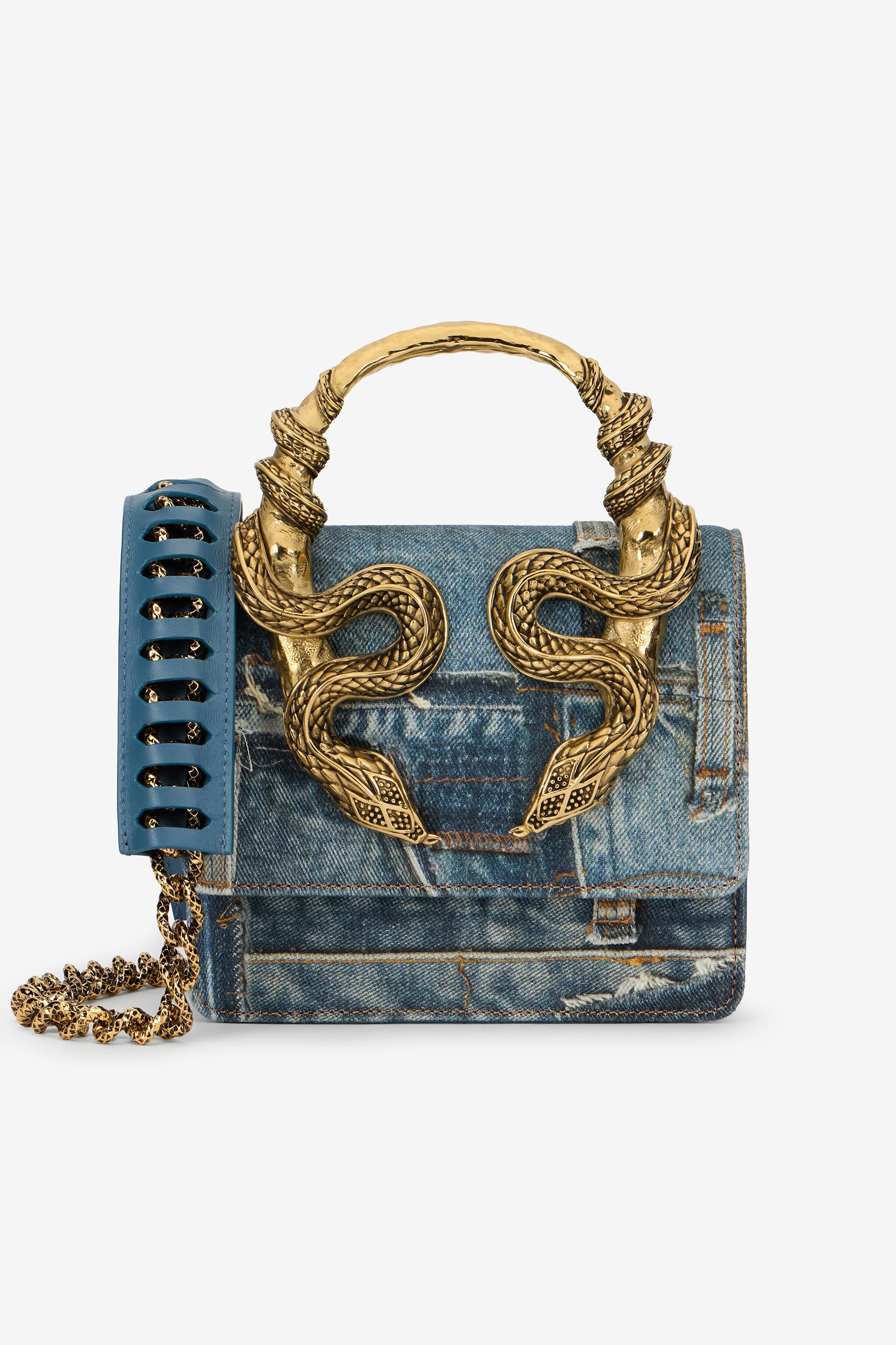 RC Denim Patchwork Print Serpentine Bag JEANS VWB001-DLL01
