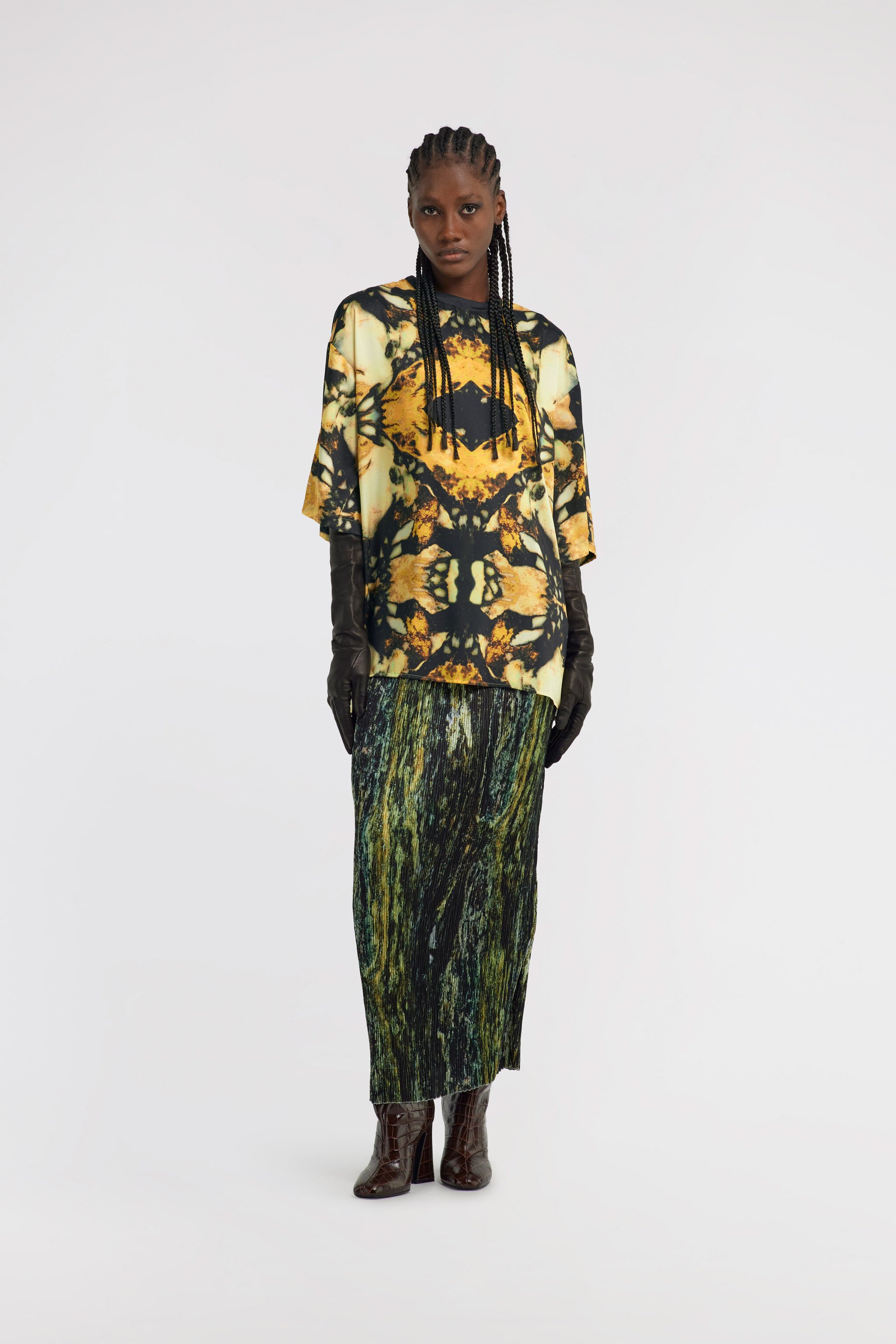 RC Marble print long T-shirt dress Yellow TWT602-7NN40