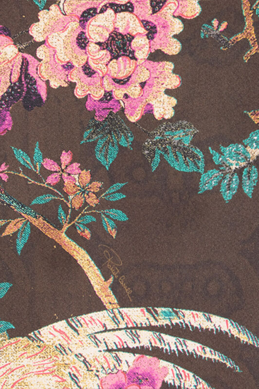 RC Silk Shirt with Flower and Pheasant Print RC Silk Shirt with Flower and Pheasant Print Marrón VRT721-OZP76