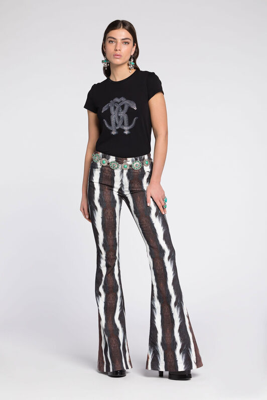 RC T-shirt con Monogram Mirror Snake Nero/Argento RKT60C-JD061
