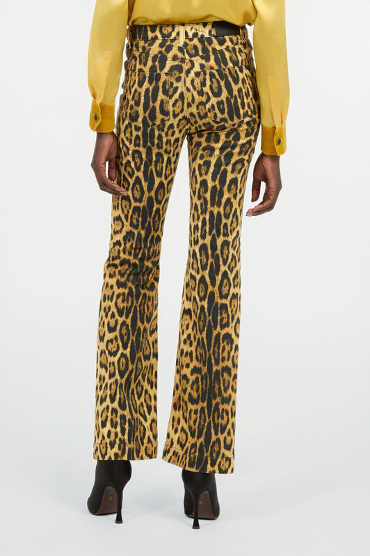 RC Denim Jeans with Jaguar Skin Print Brown VWJ221-DAQ71