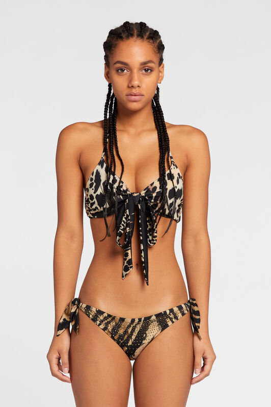 UG Queen Of Sicily-Print Bikini Top NERO/MARRONE/BEIGE NYW03C-HVB78