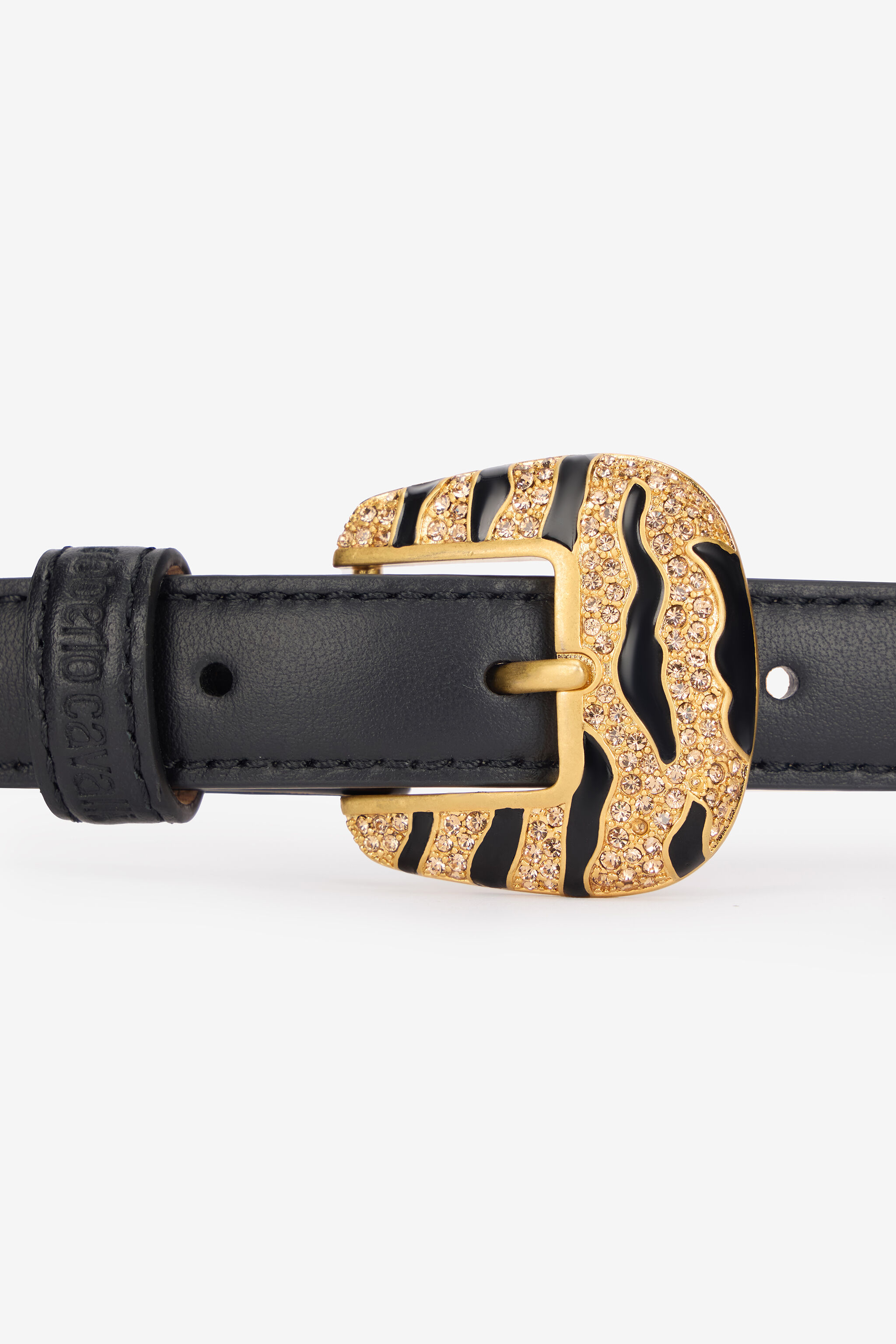 RC Slim Solid Color Belt with Jewel Buckle Black VKC006-PZ796