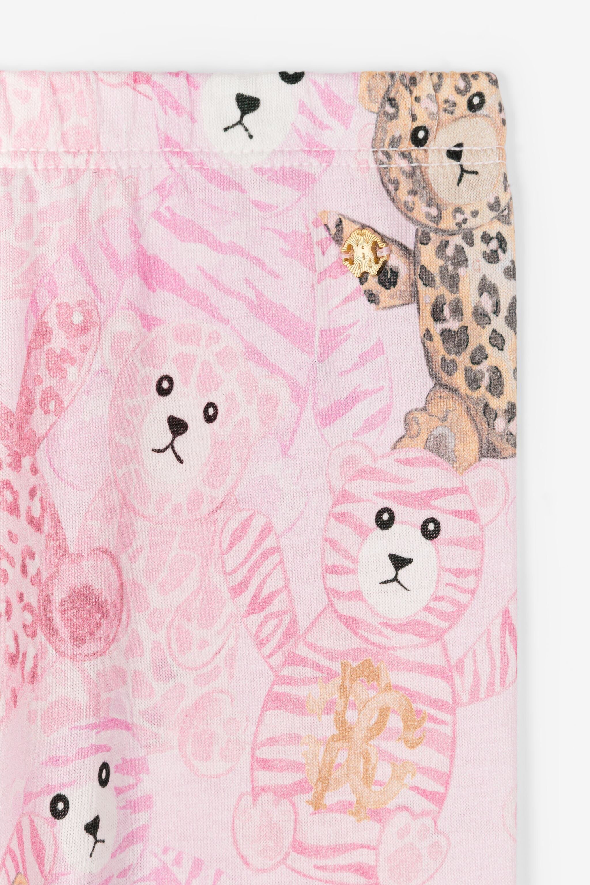 JU Teddy Bear-Print Cotton Leggings Rosa RJT200-JFG79