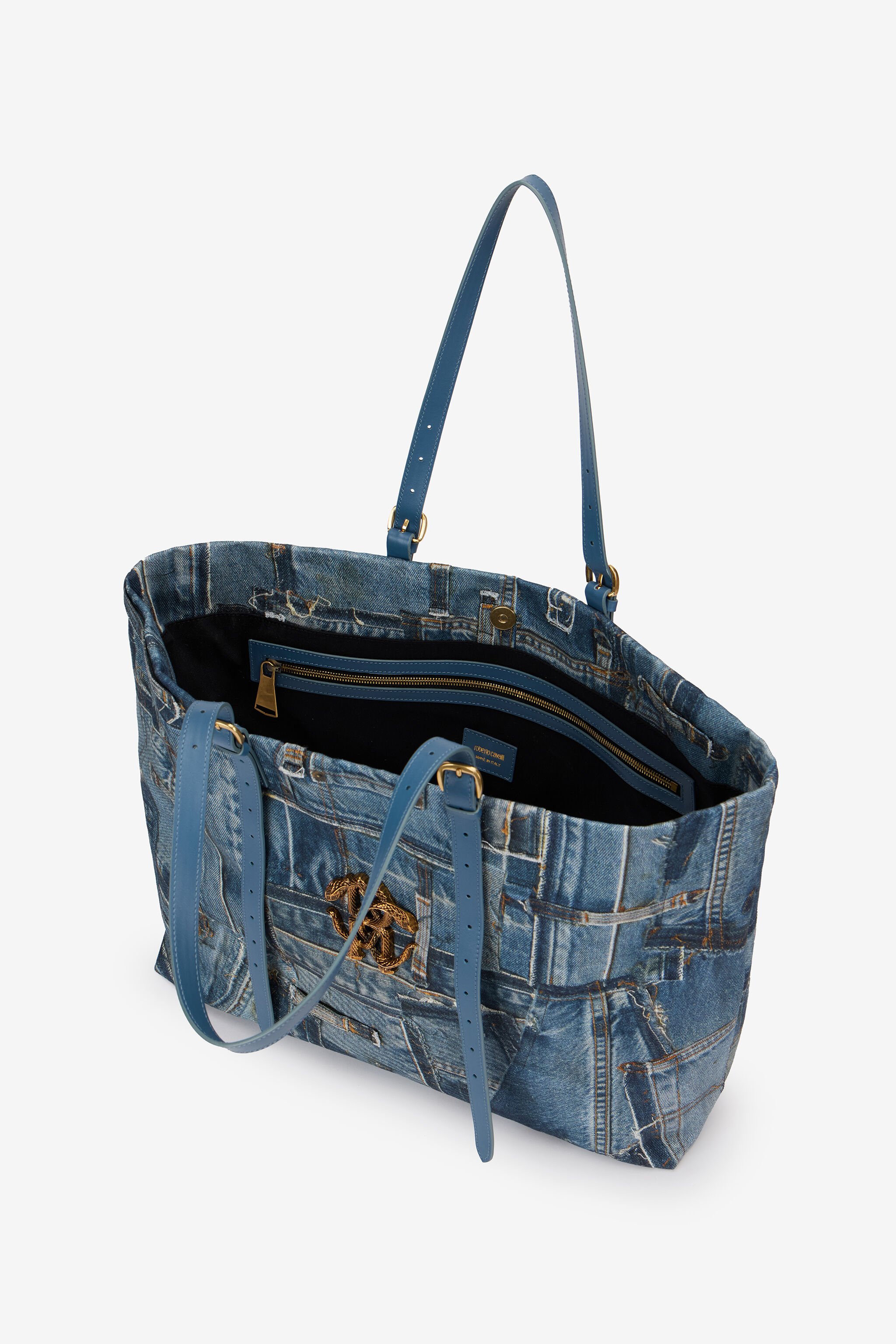 RC Denim Patchwork Print Shopping Bag JEANS WKB001-DLL01