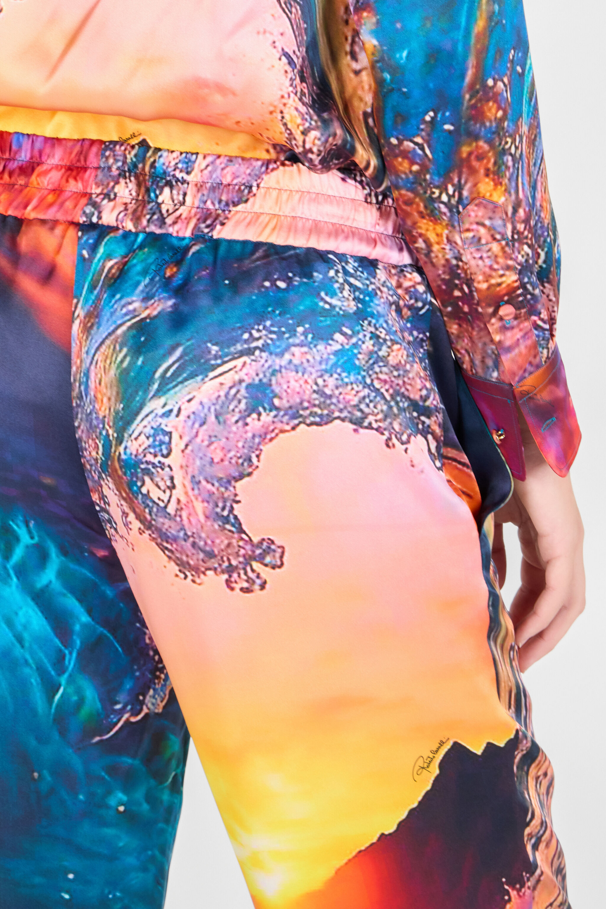 RC Woman Silk Trousers Blue/Orange UWT210-RYN98