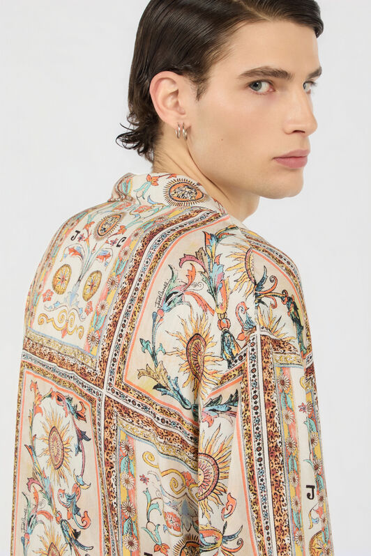 JC Camicia Stampa Persian Tarot 744 BEIGE + 217 AZZU WFM005-WF153