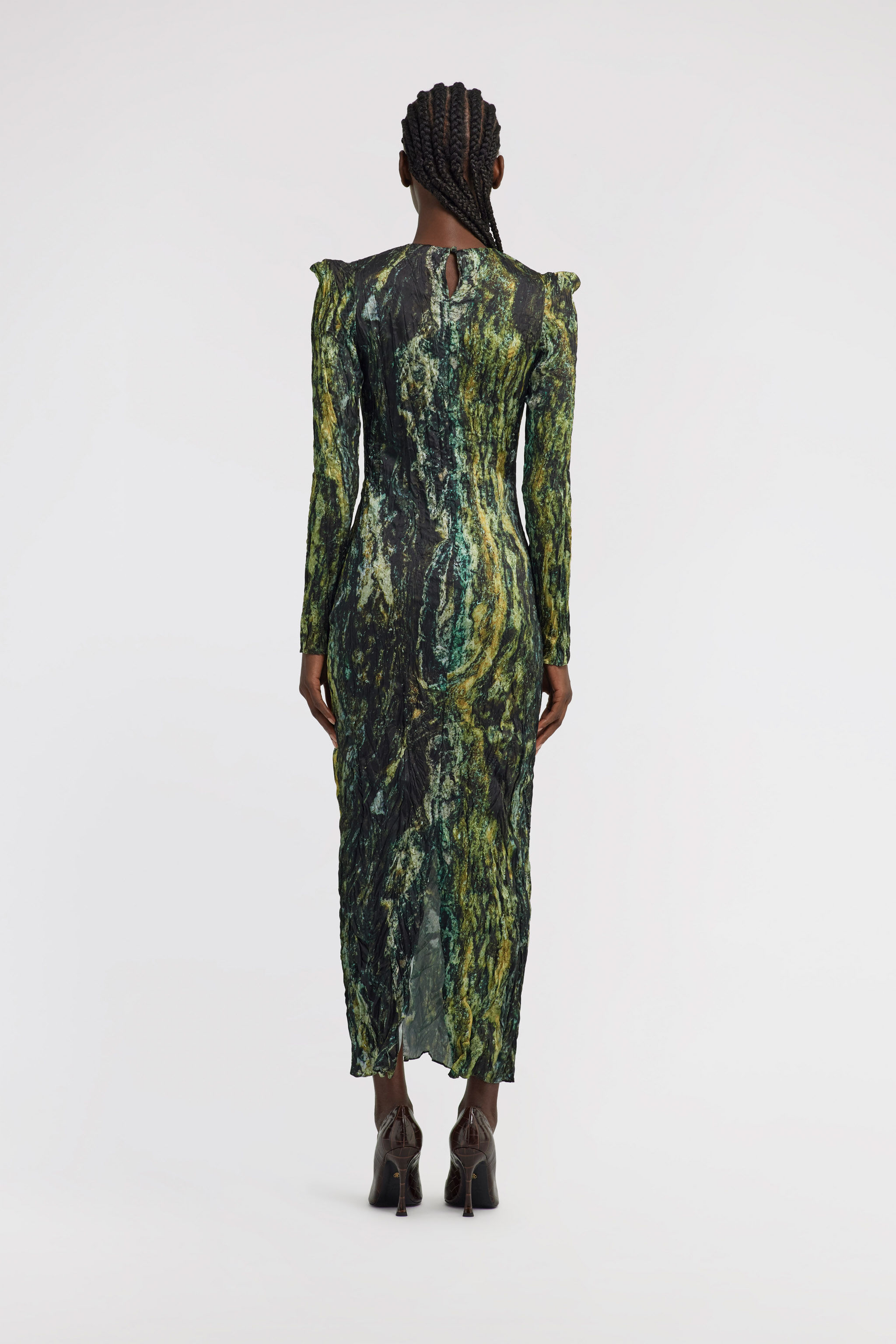 RC Marble print long Dress Verde oscuro TWT106-7NN20