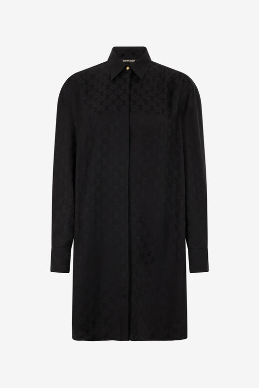 RC Silk Mini Shirt Dress with Monogram RC NERO VKT160-RK010