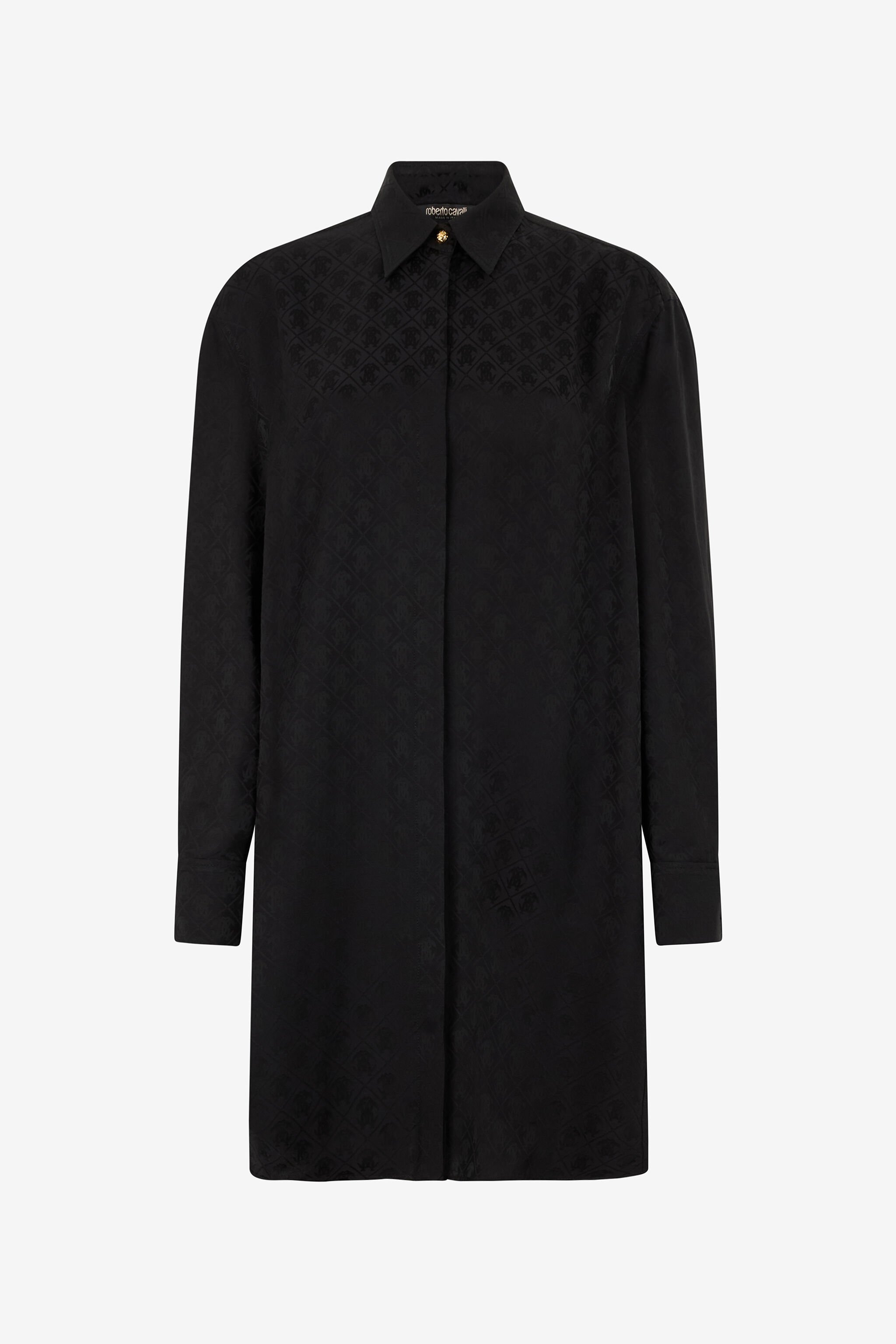 RC Silk Mini Shirt Dress with Monogram RC NERO VKT160-RK010