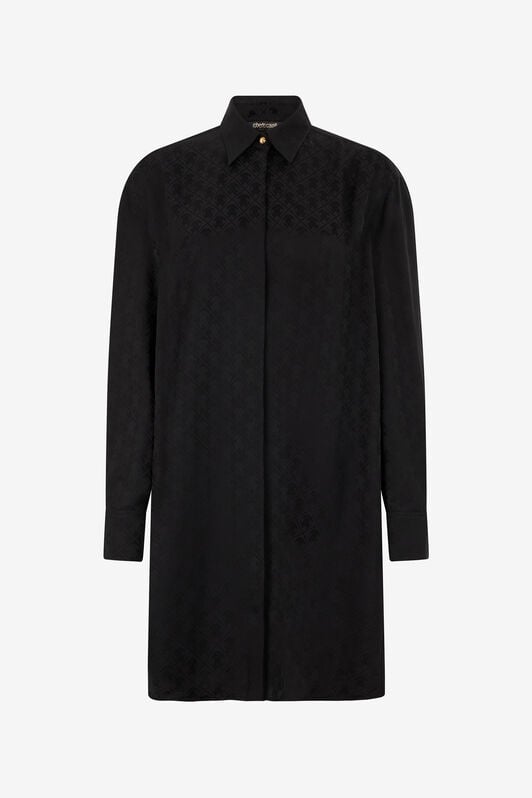 RC Silk Mini Shirt Dress with Monogram RC RC Silk Mini Shirt Dress with Monogram RC NERO VKT160-RK010