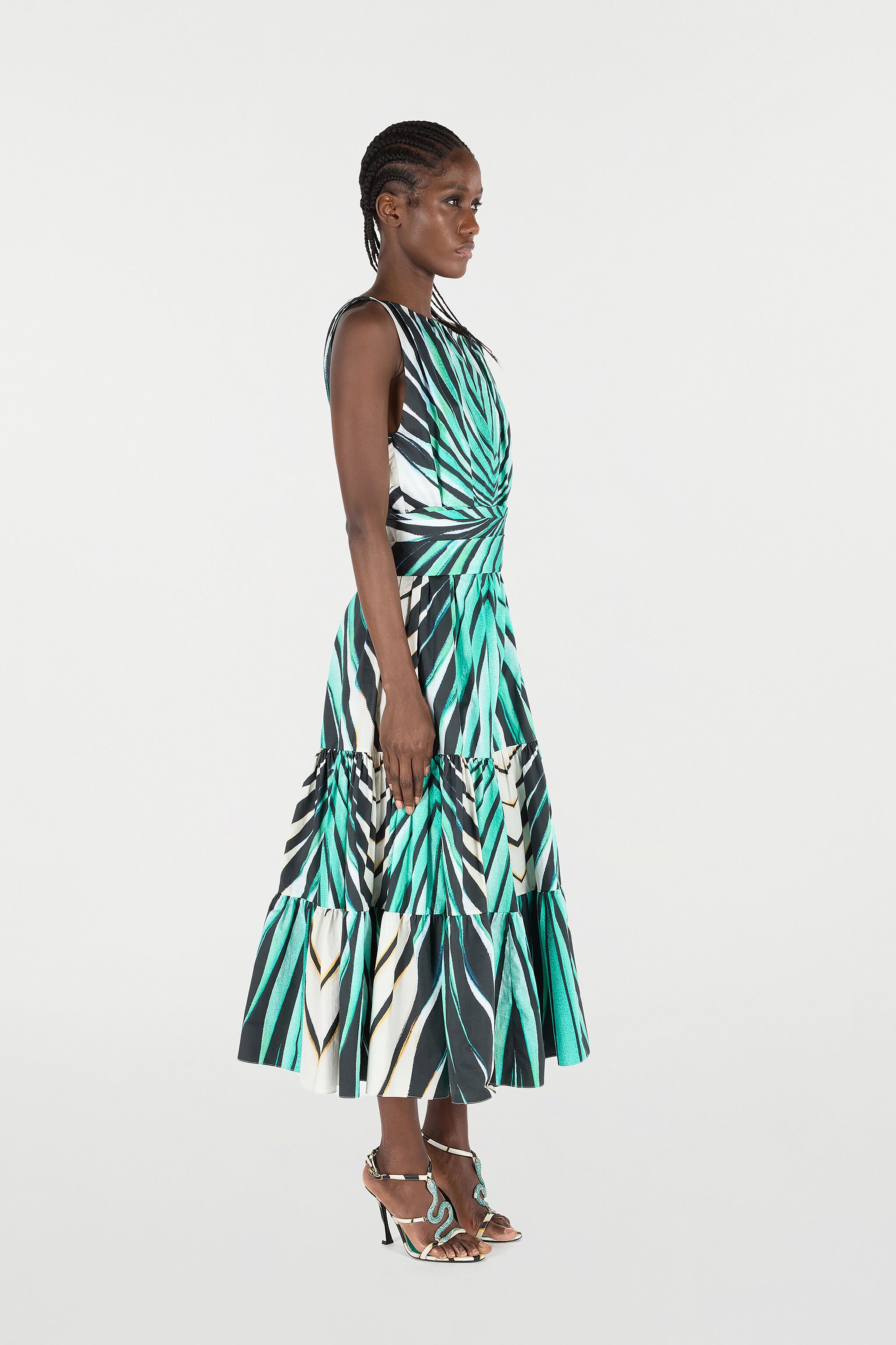 RC Ray Of Sea Print Midi Dress Light blue VKT120-RLM33