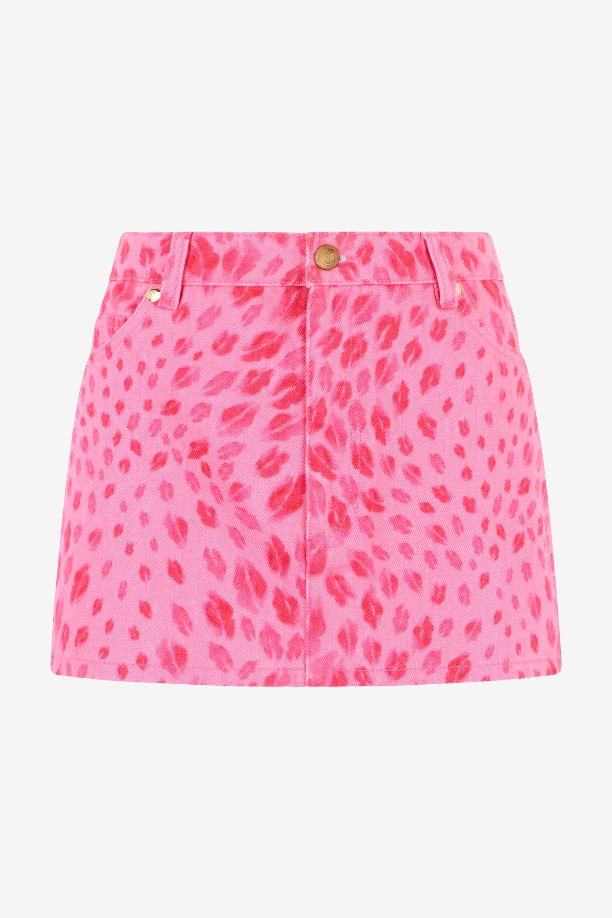 JC The Jaguar Kiss Print Mini Skirt CARNATION WFT186-WF563