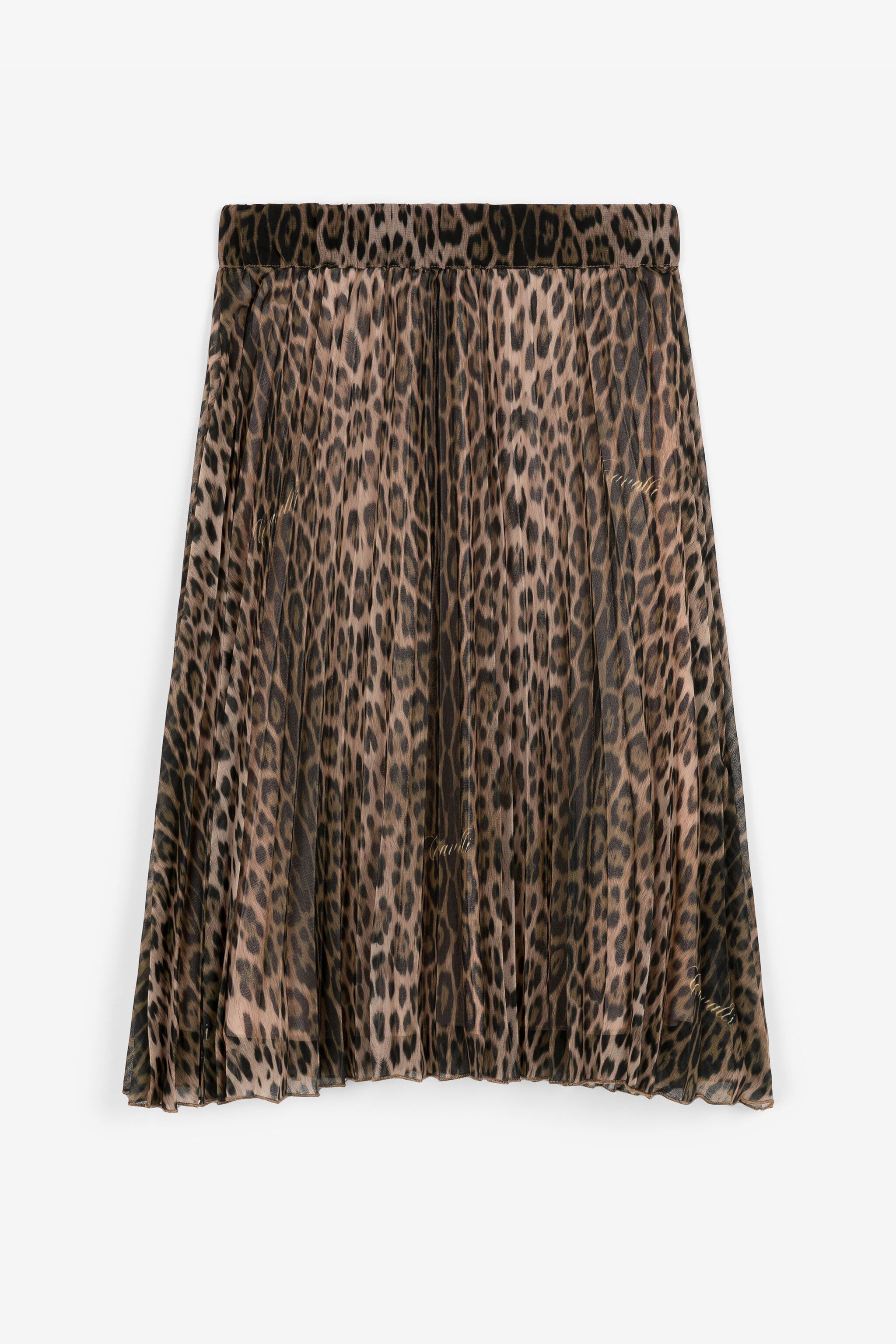 JU Leopard-Print Pleated Skirt Light brown RJT305-7GG65
