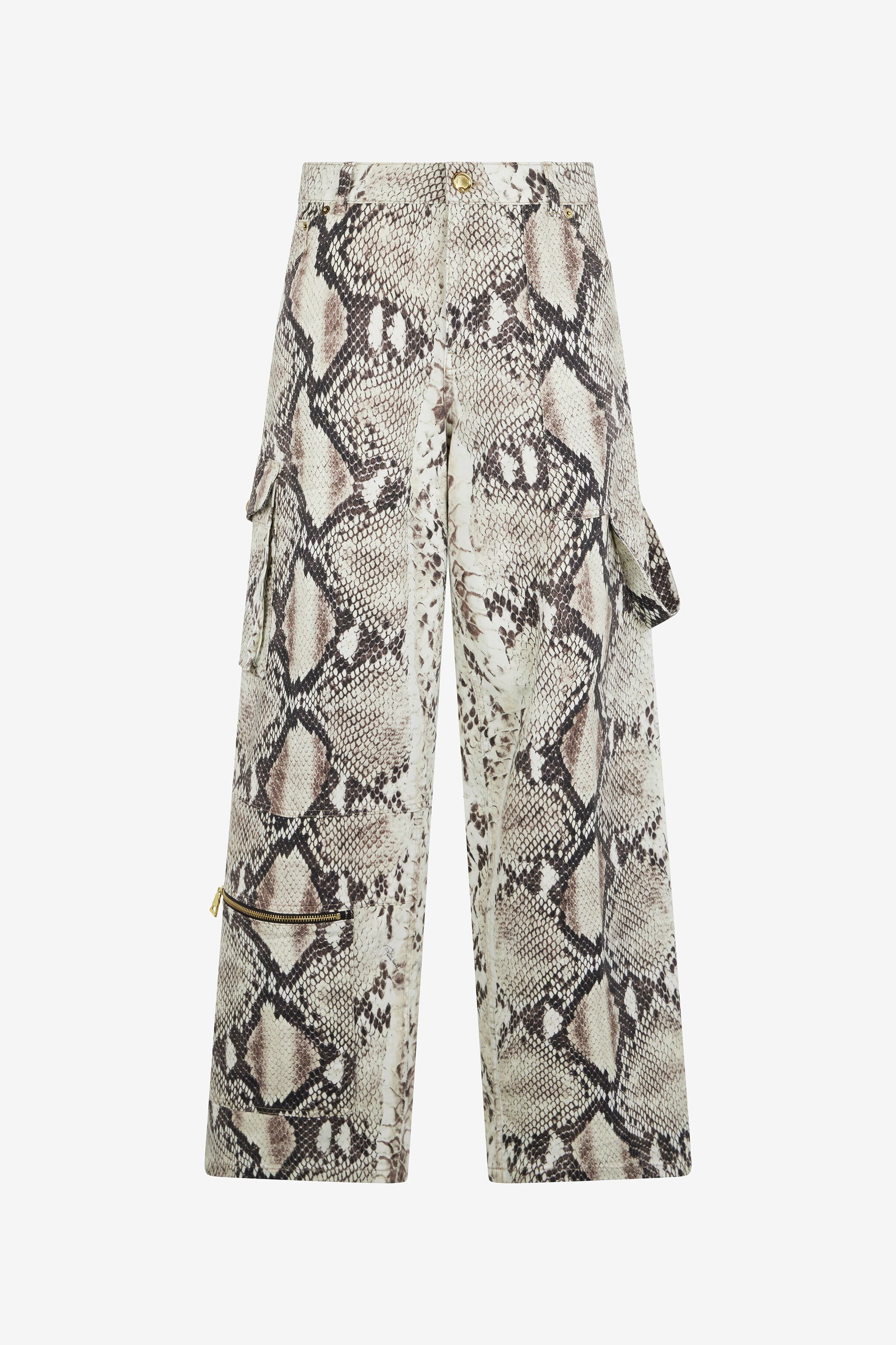 RC Rock Cargo Jeans With Python Print Light Brown VWJ250-DAQ75