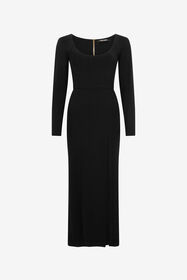 ${brand} Black Midi Dress With Slit ${colorDescription} ${masterID}