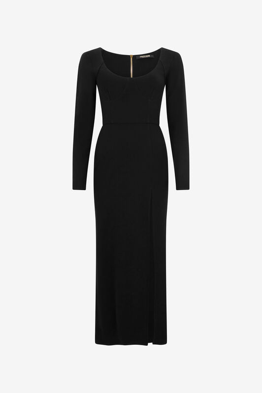 RC Black Midi Dress with Slit Schwarz VWT163-WP010