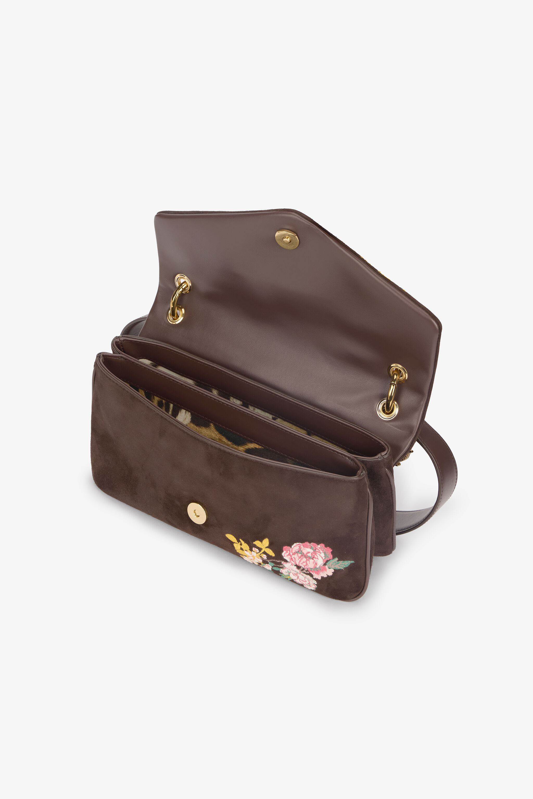 RC Suede Bag with Naturalistic Pattern Brown VKB018-PC010