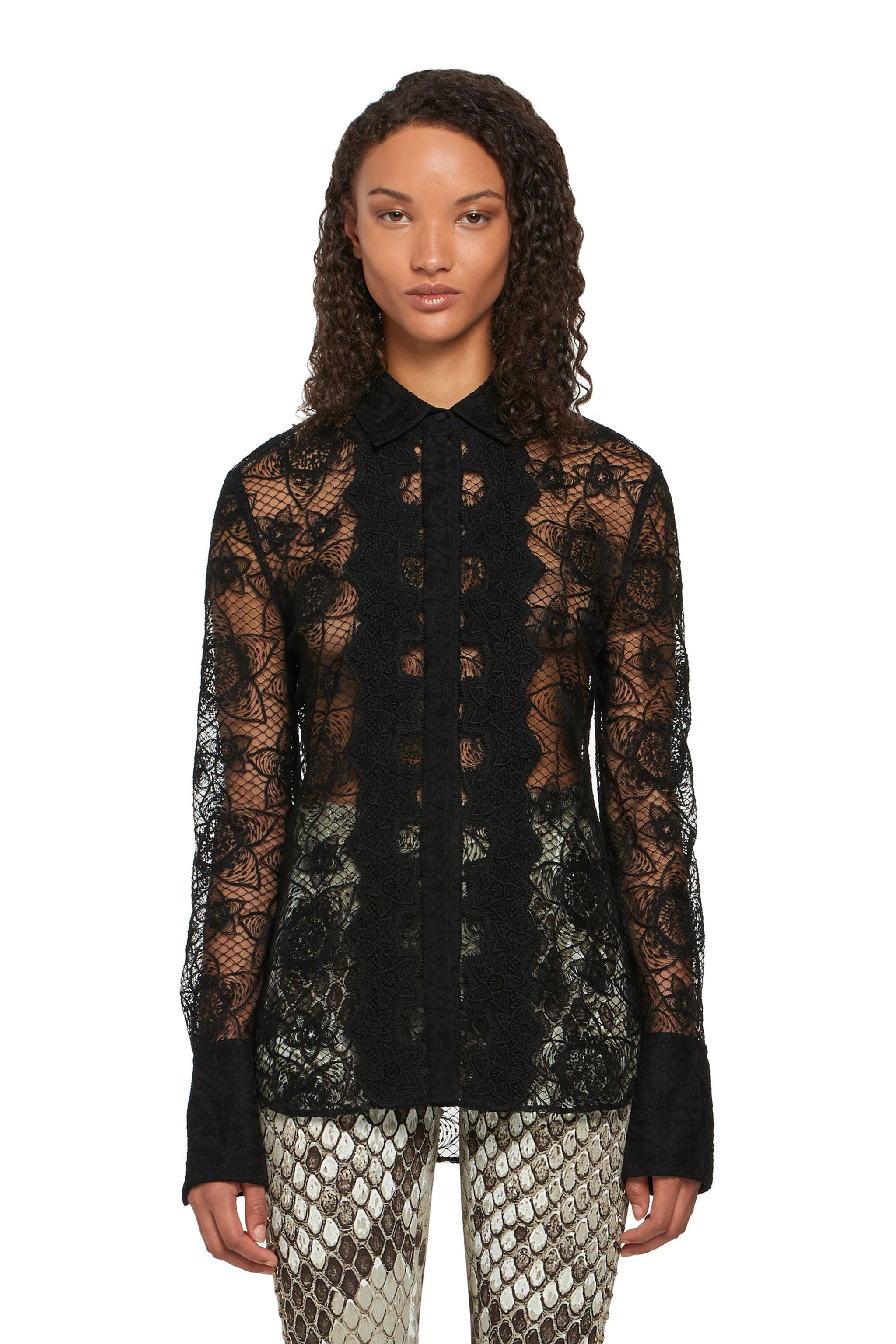 RC Stapelia lace shirt BLACK IQT720-RP063