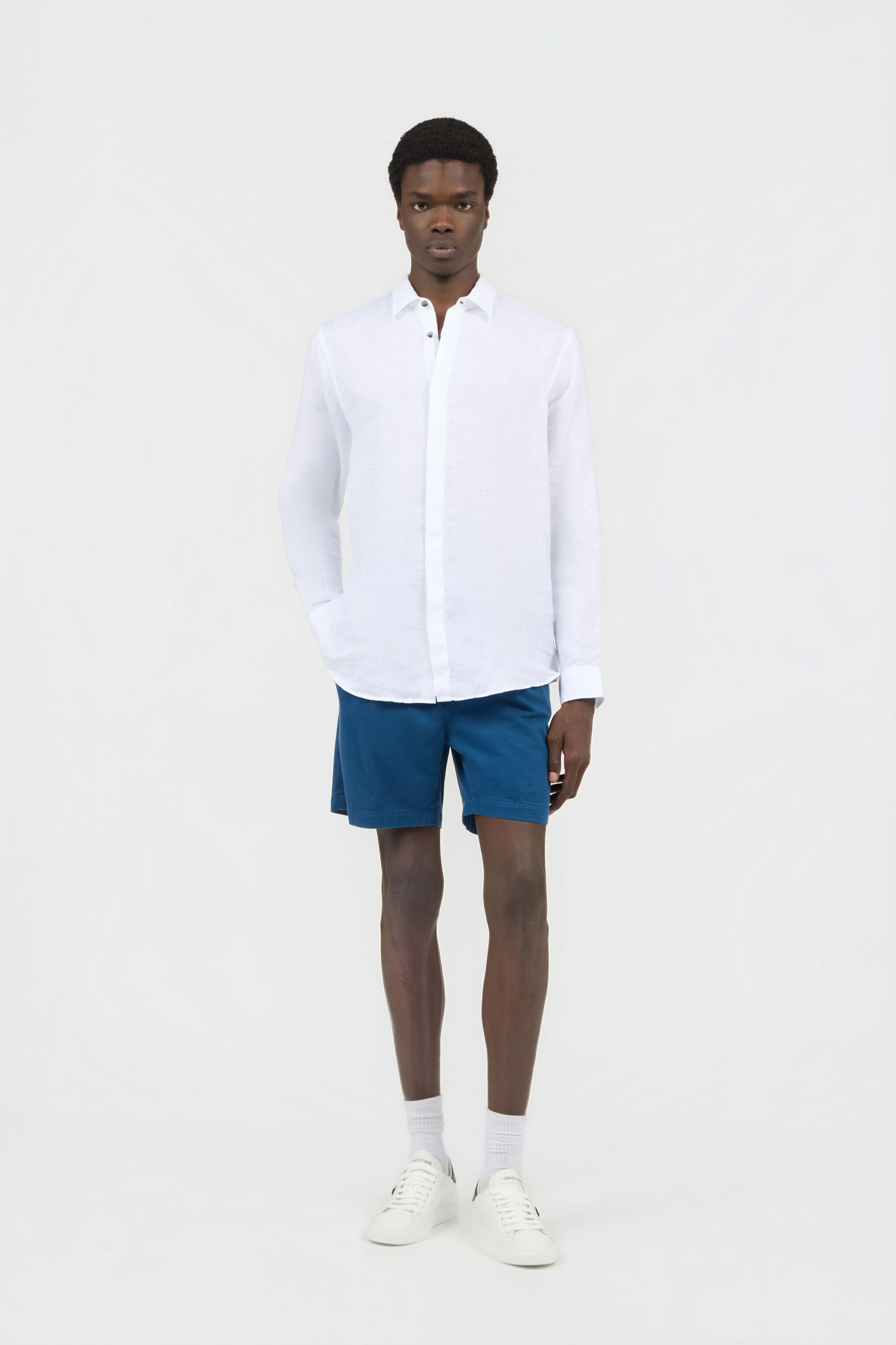 RC Blue Pleated Bermuda Shorts BLUE SOT20C-FA017