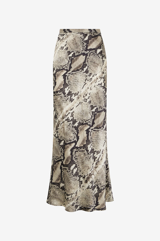 RC Long Silk Skirt with Python Print Light Brown VWT302-TYQ75
