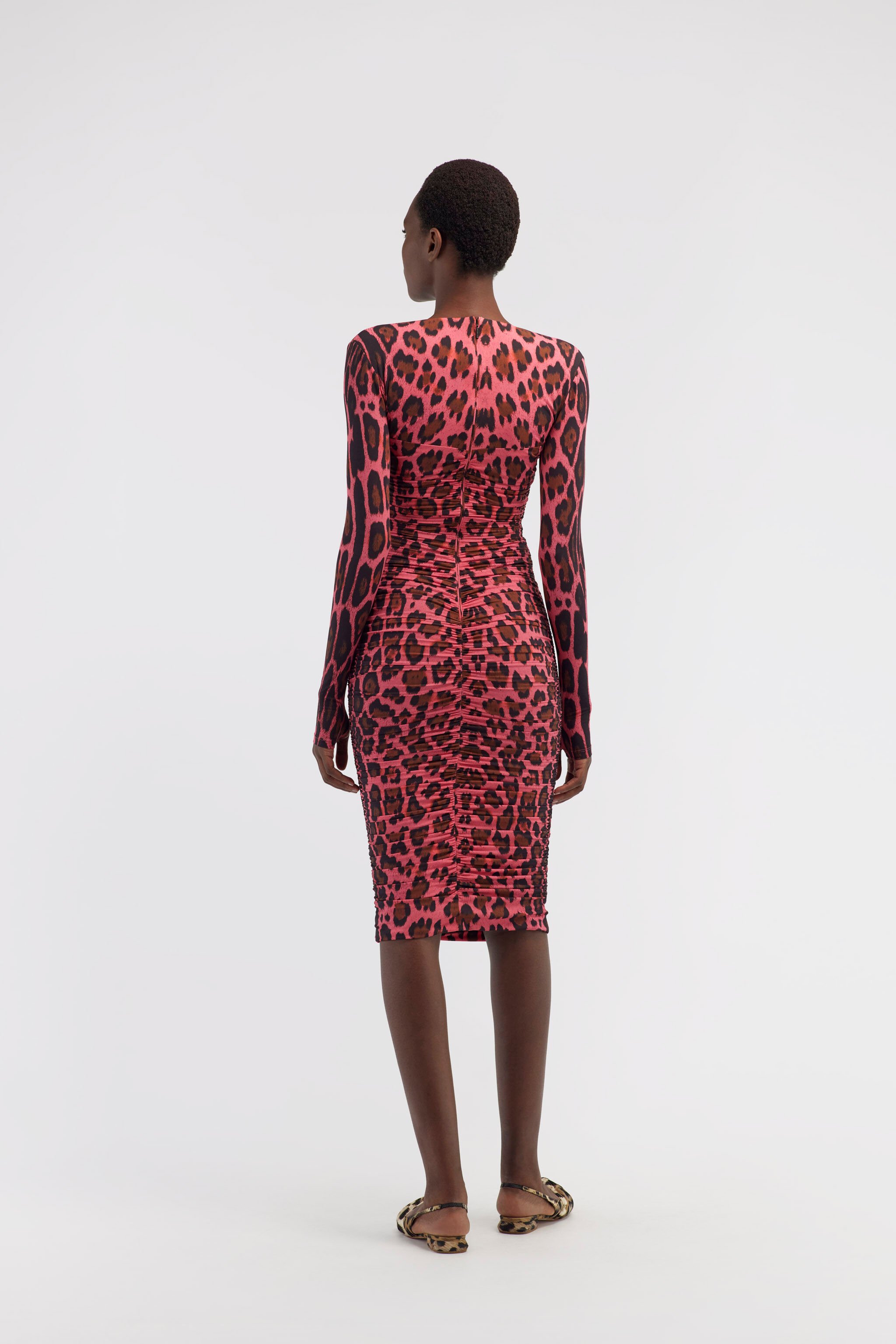 RC Midi-Kleid mit Leopardenmuster Fuchsia RWT171-LNI13