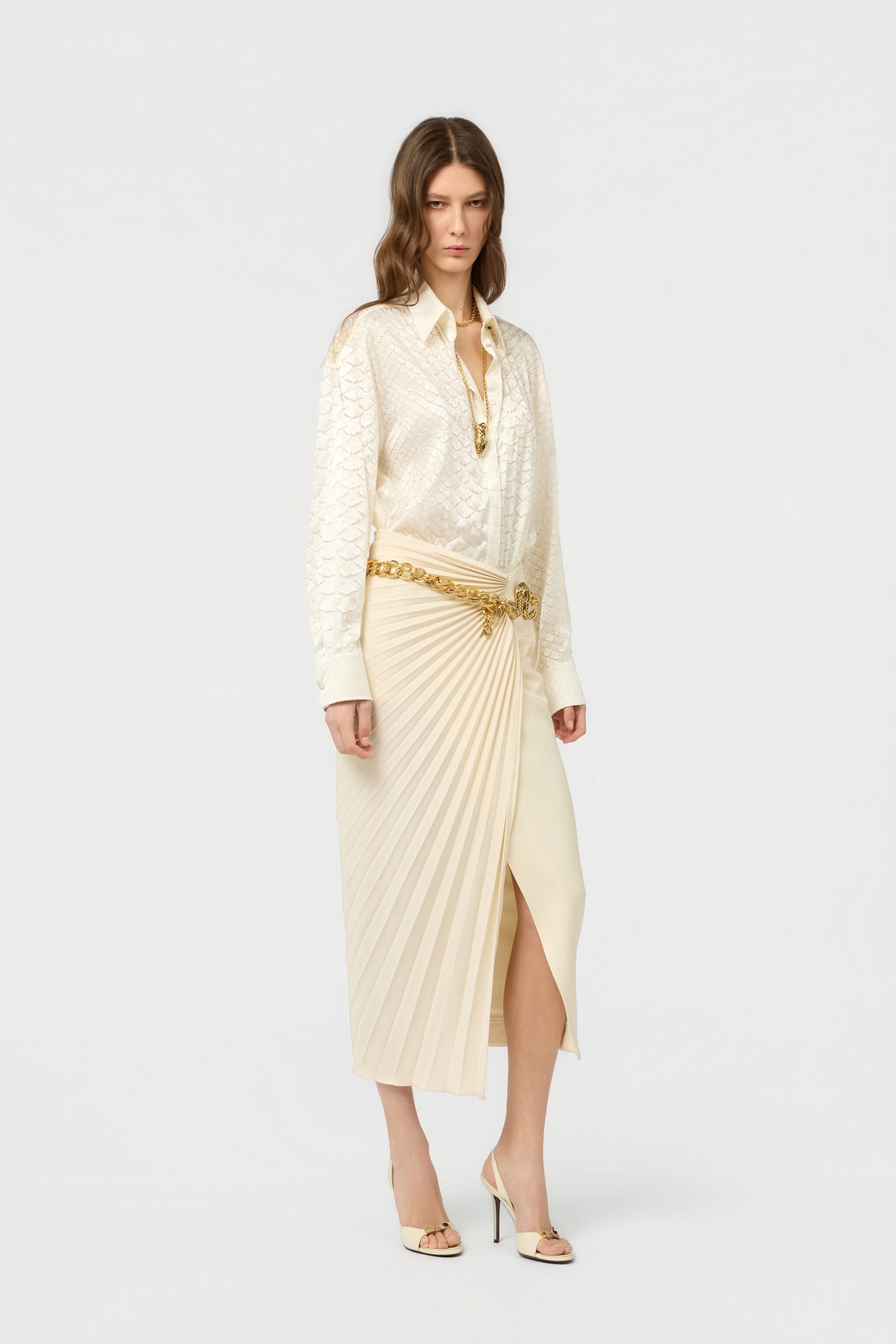 RC Ivory Midi Pleated Skirt IVORY WWT300-KU021