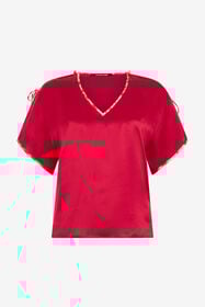 RC Red Silk Tie-Shoulder Top CHERRY SOT60E-SE005