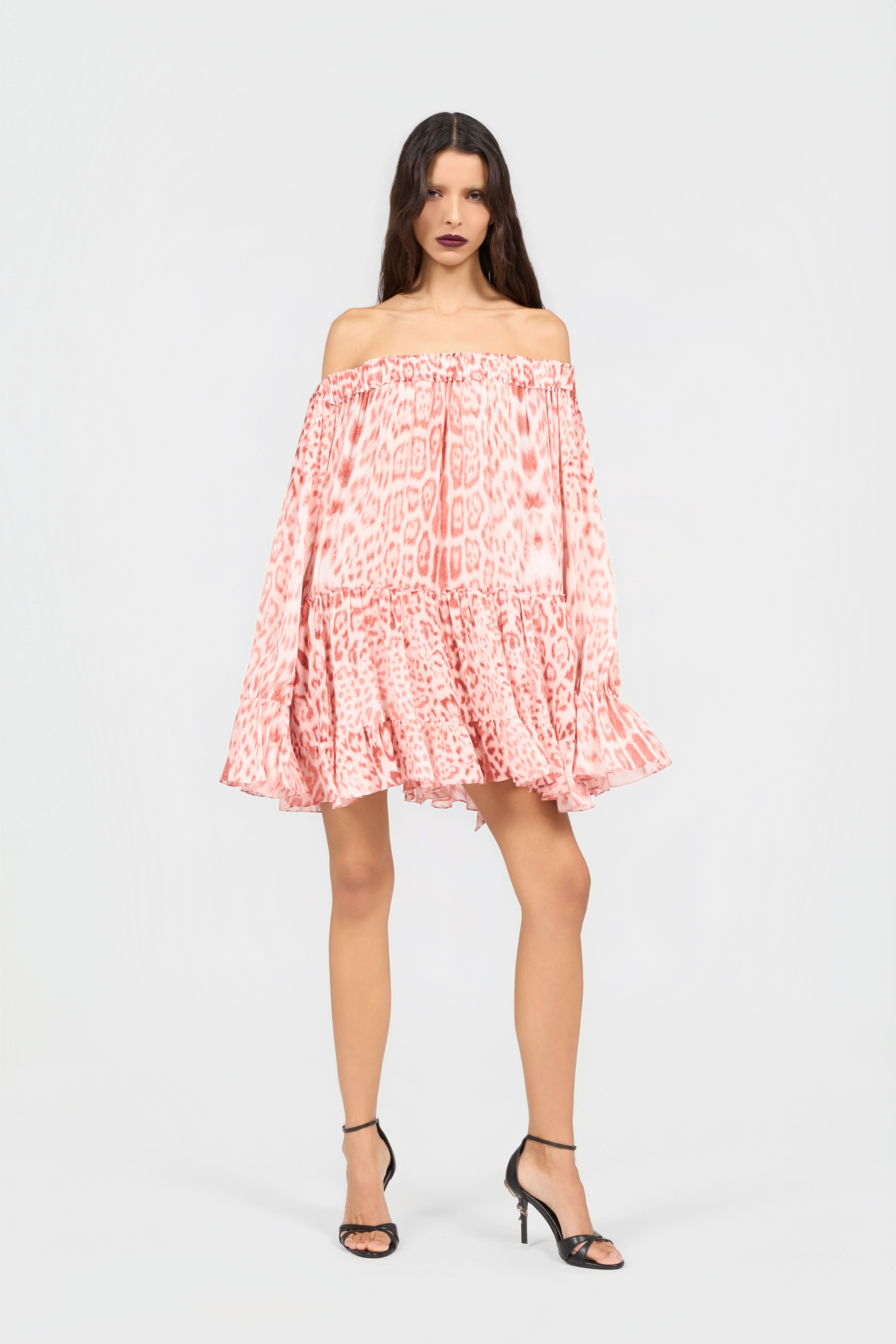 RC Jaguar Pink Print Mini Dress PINK XQT106-7HT23