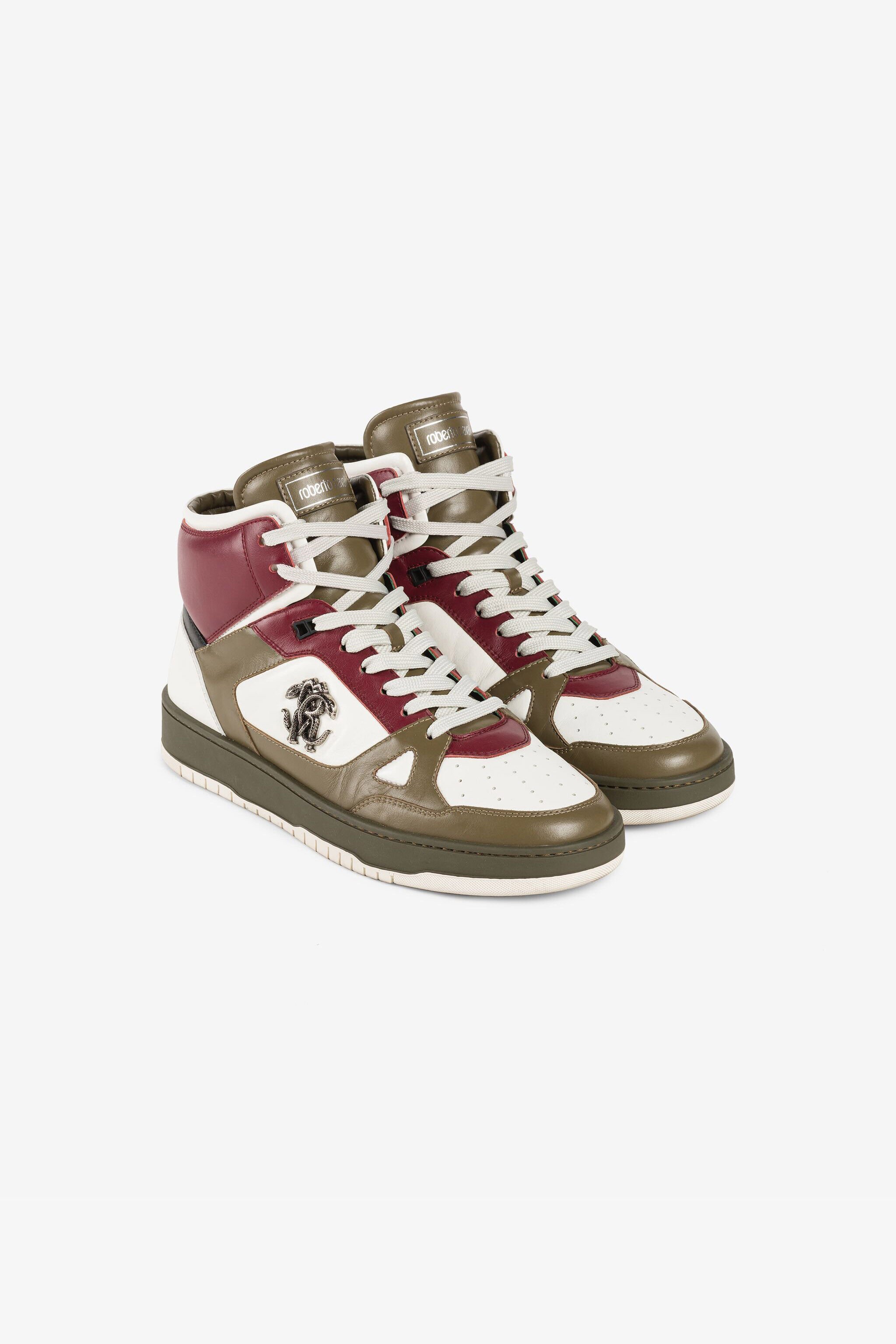RC Sneakers alte con Monogram Mirror Snake Bianco/Verde scuro RRS017-PZA90