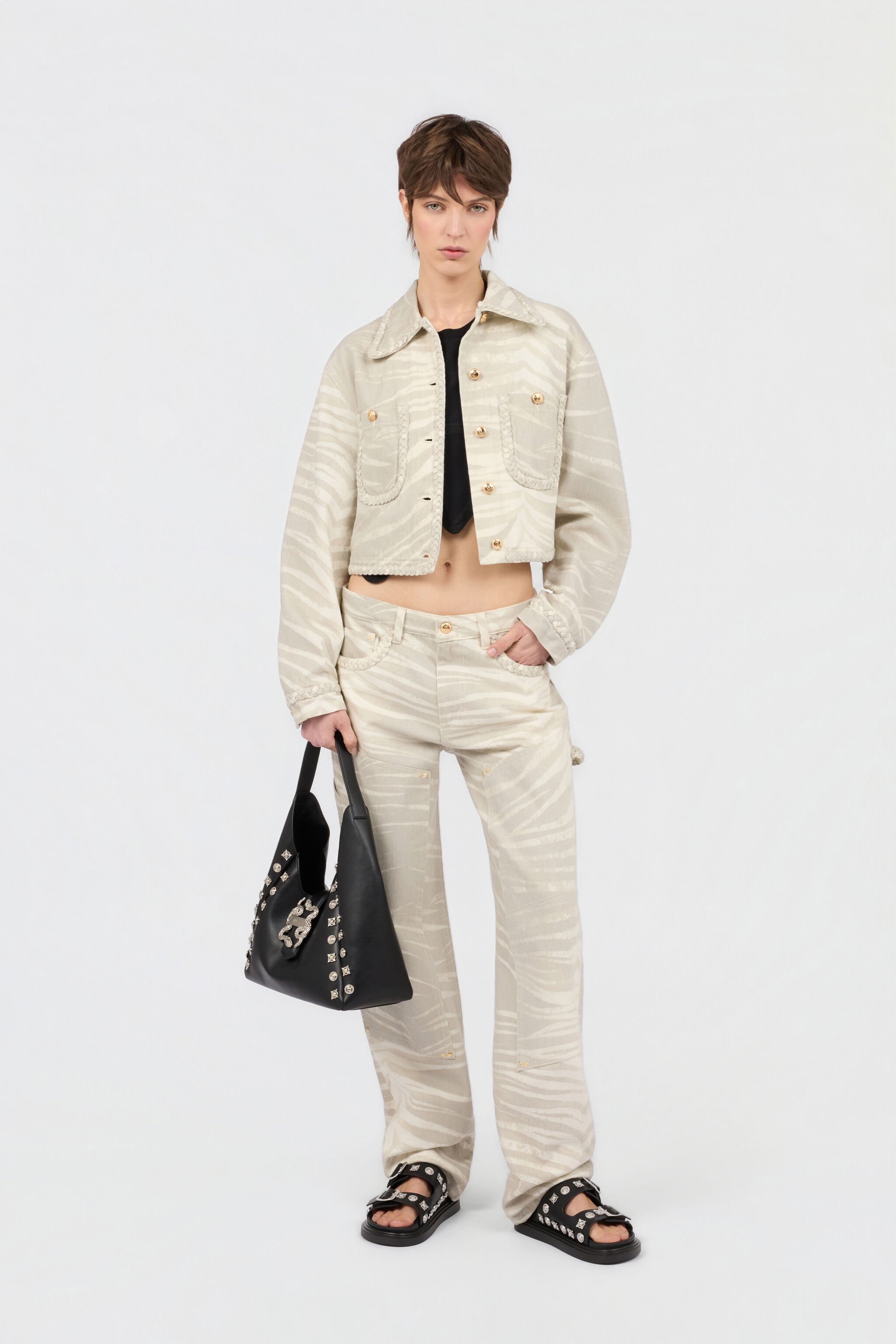 JC Natural Barb Print Jeans OFF WHITE WFJ051-WF535