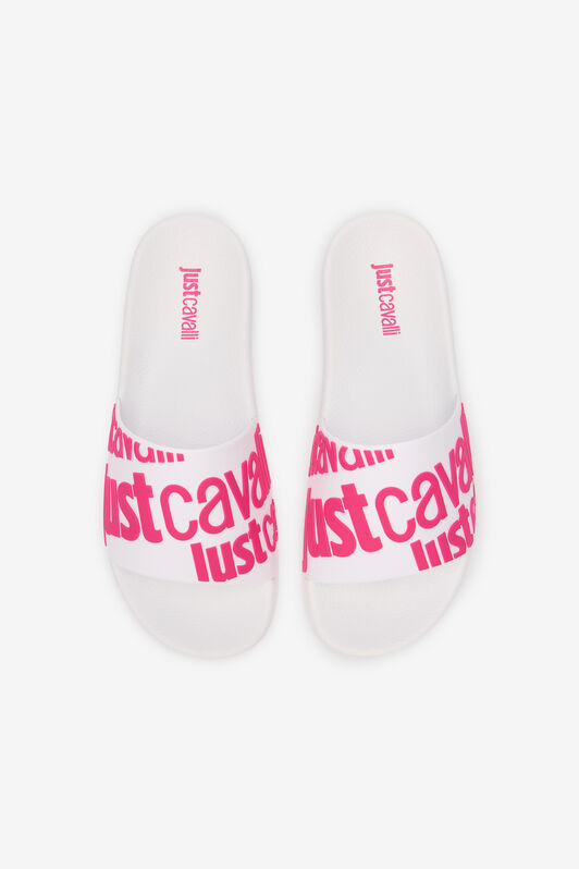 JC Weiße Slip-On Slides 003 BIANCO + 406 HOT Q61672-Q0575