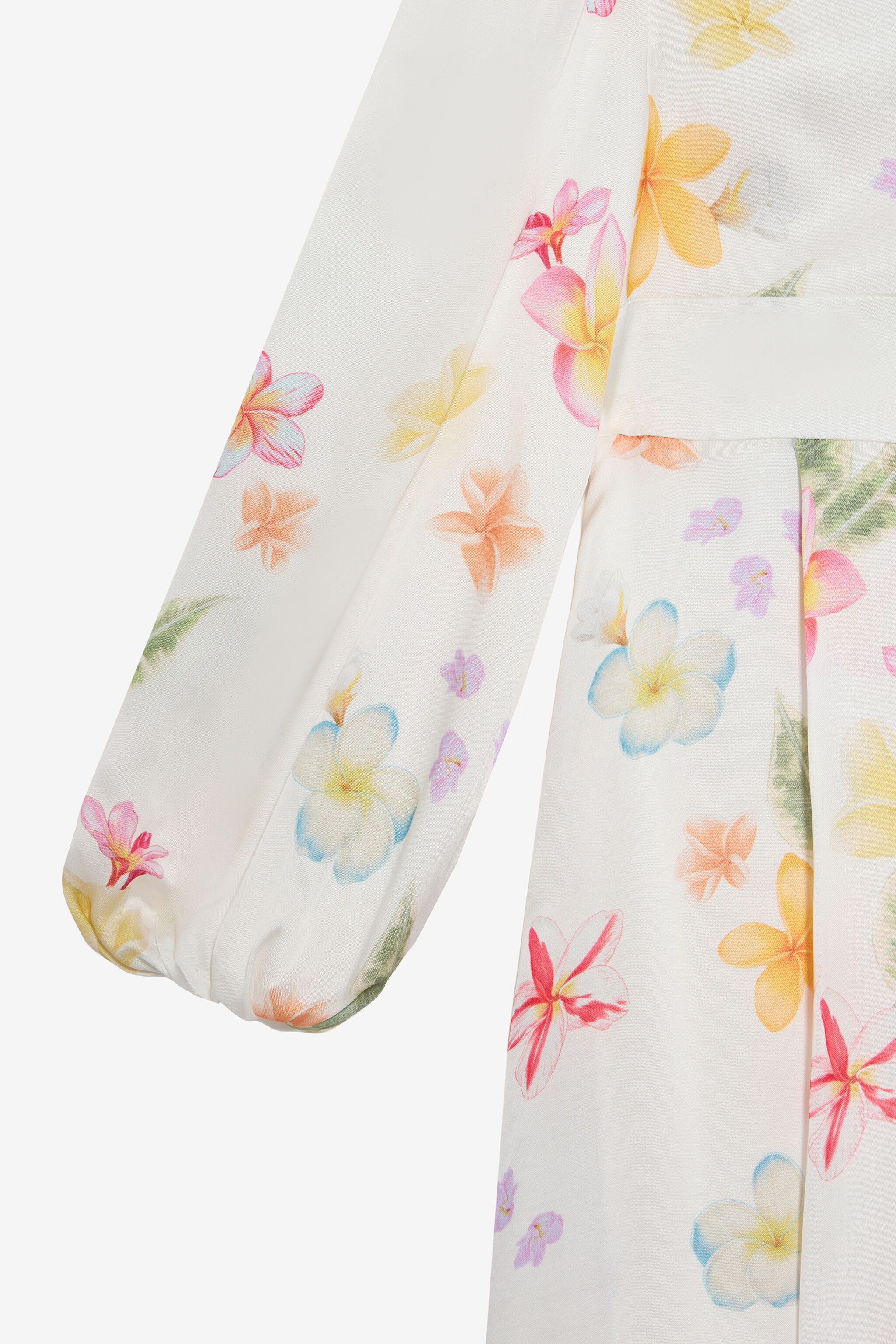 JU Long Dress with Floral Print MILKY WHITE UJT10X-6DO85
