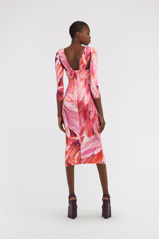 RC Abito stampa Plumage Fucsia SWT149-LNL71