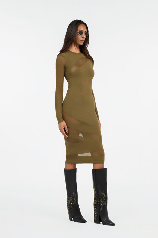 JC Midi Dress With Sheer Cut-Out Detail VERDE 185 VFT259-VF406