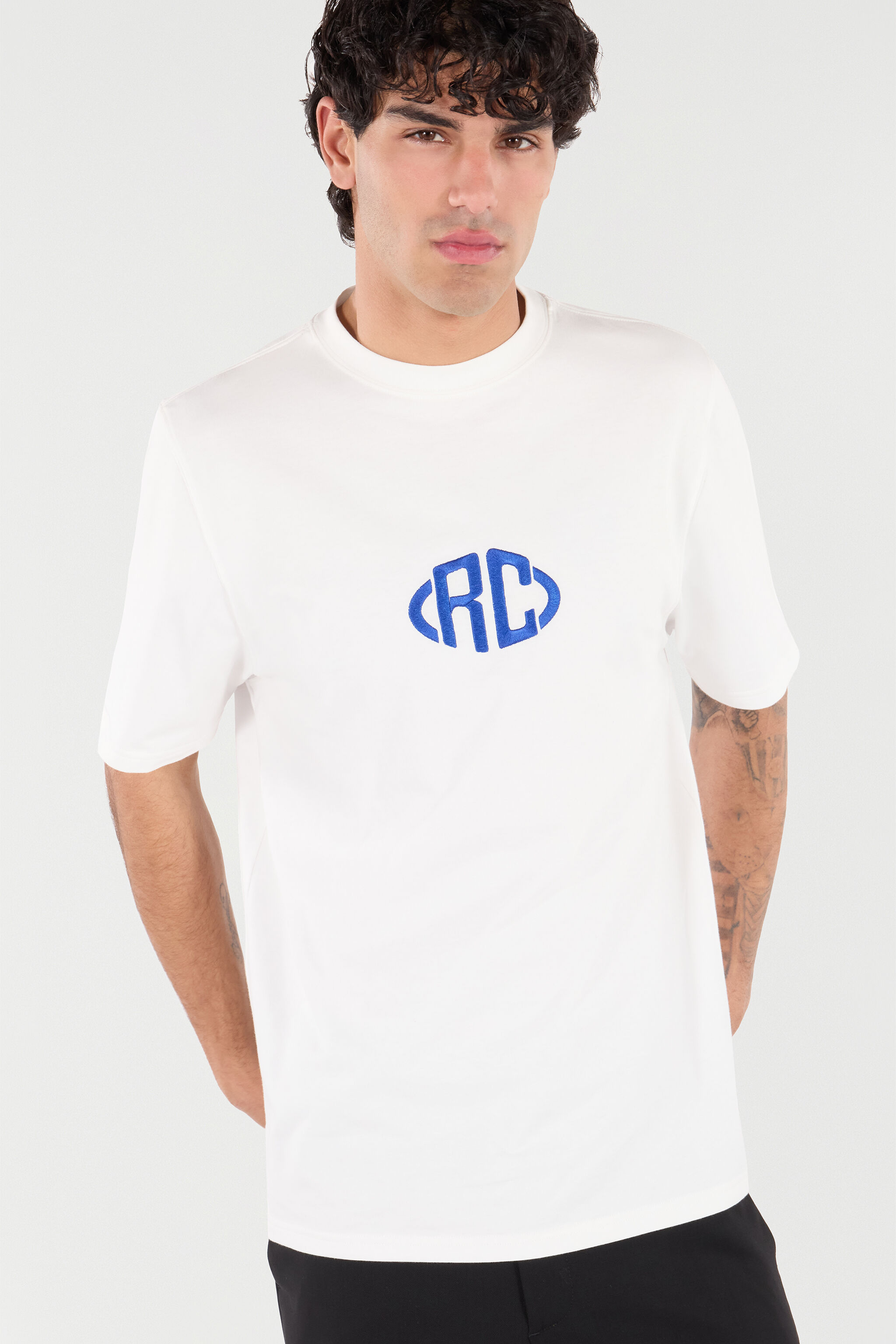 RC Cotton T-Shirt with Monogram White VRT61C-JD060