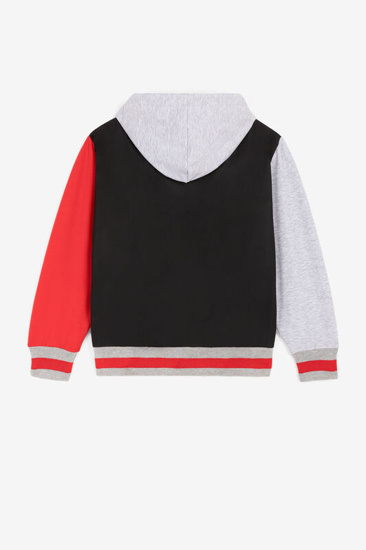 JU Trainingsjacke mit animalischen Patchwork-Applikationen JU Trainingsjacke mit animalischen Patchwork-Applikationen Schwarz/Rot QJT403-SBJ01