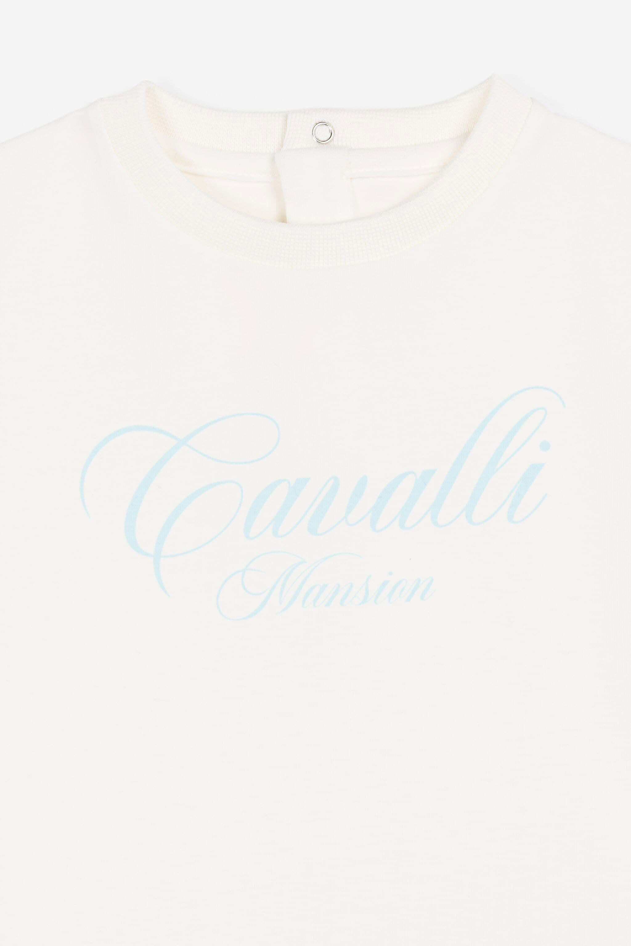 JU Logo-Print T-Shirt MILKY WHITE/BABYBLUE OJT698-ISA2J