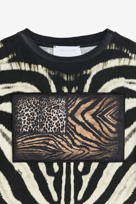 JU T-Shirt mit Freedom-Print Schwarz/Weiß OJT661-ISA2J