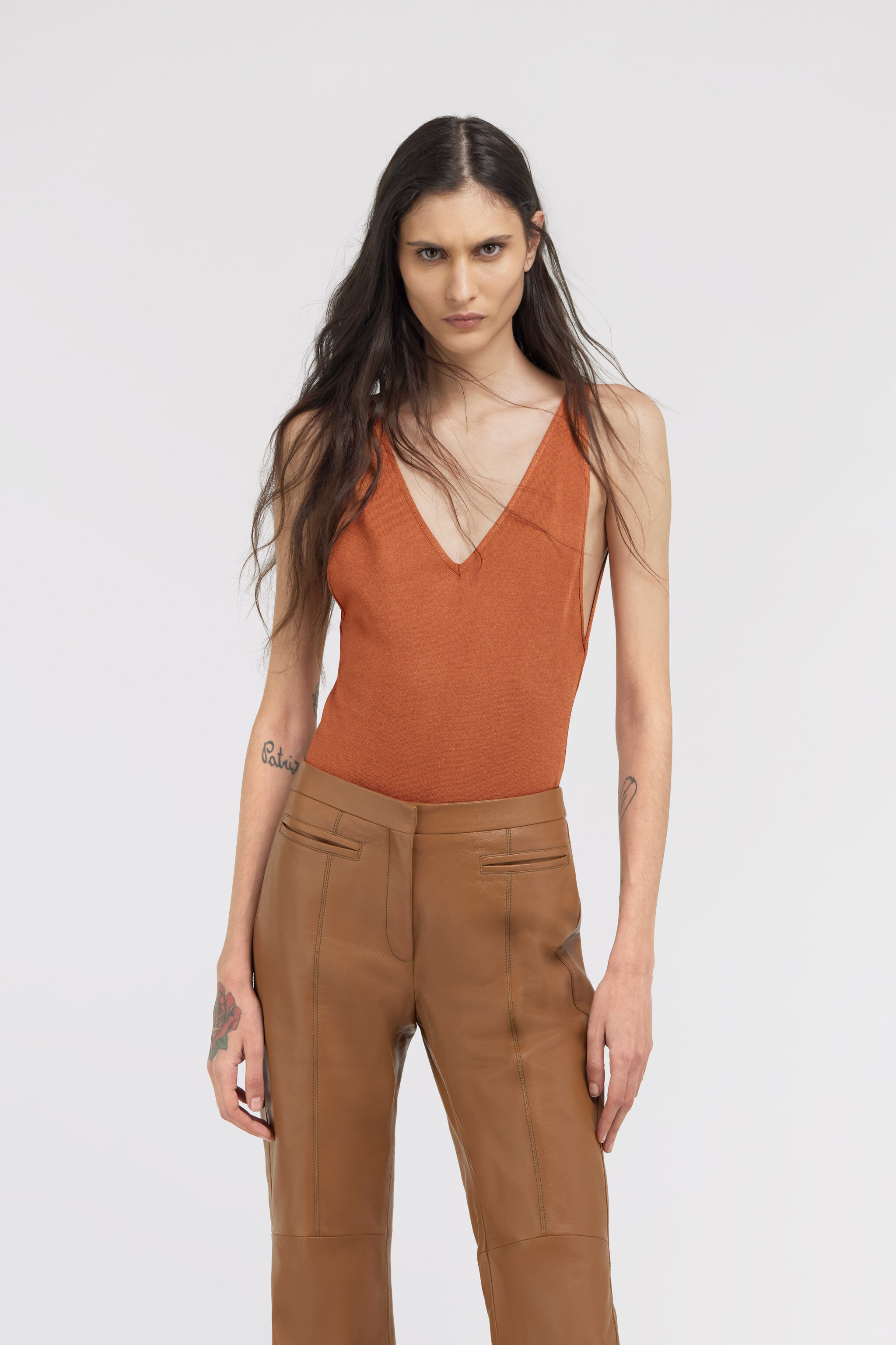 RC Rust V Neck Bodysuit Brown SWM607-MI009