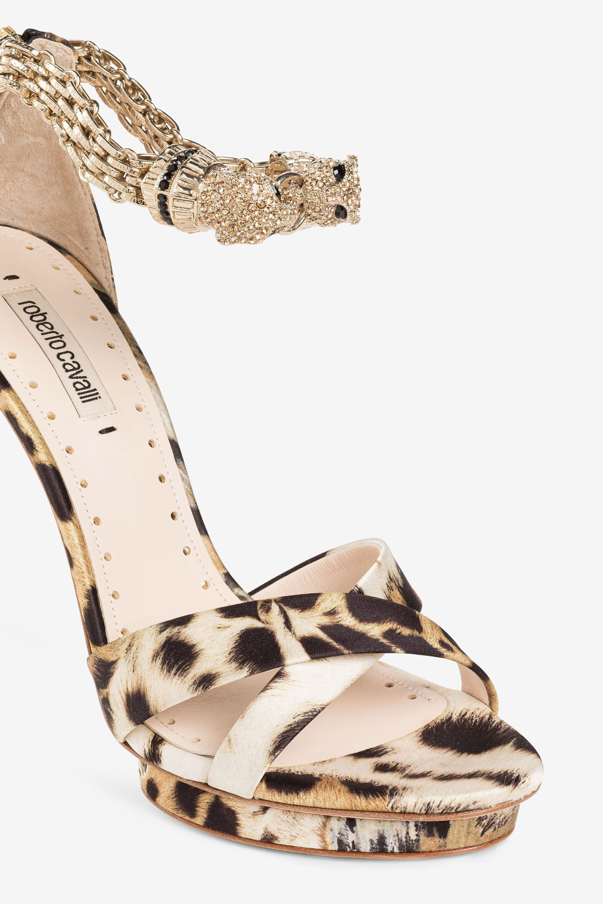 RC Ocelot-print panther-head 120mm sandals Light brown OQS032-SE450