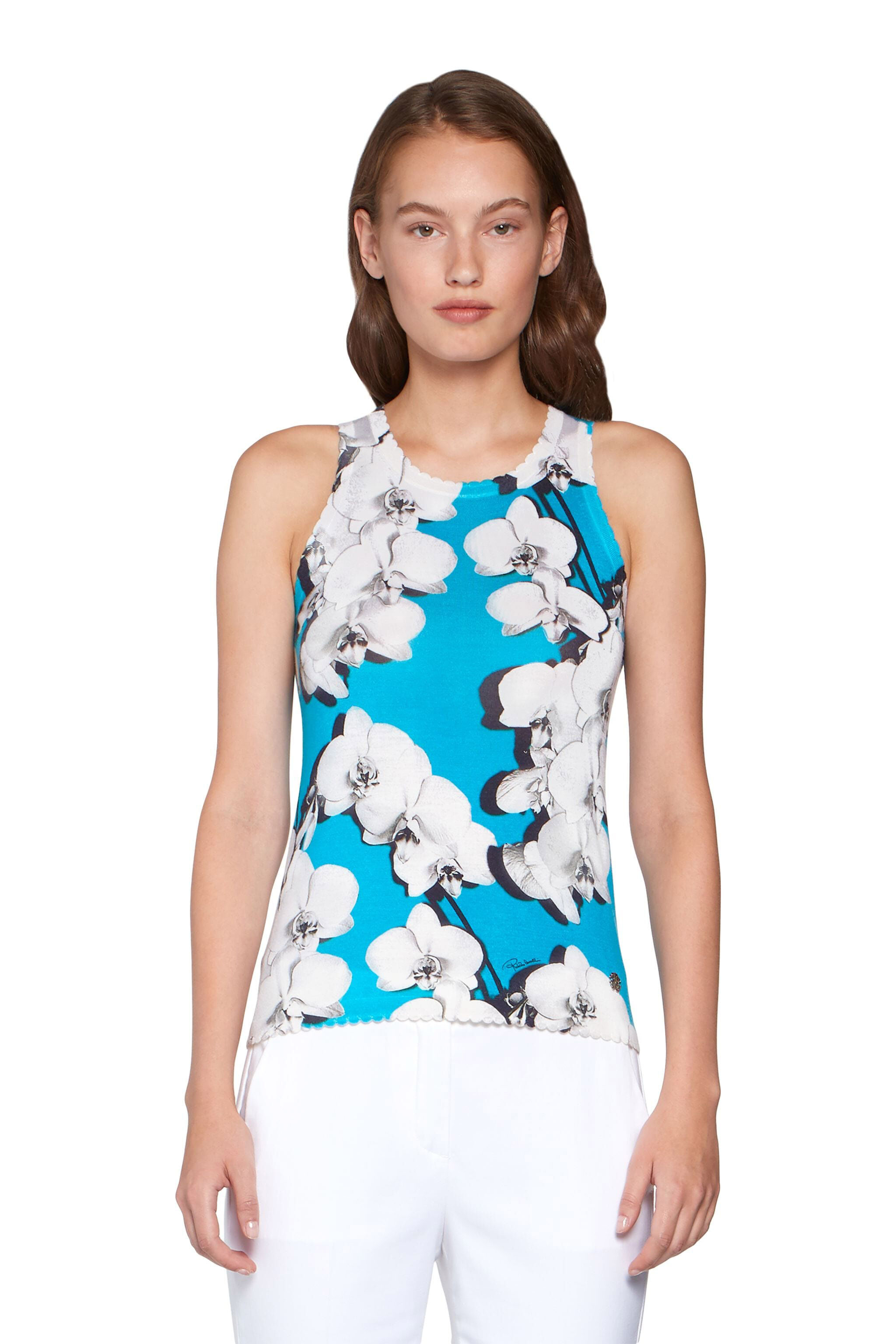 RC Orchid print tank top CYAN/WHITE IQM623-MSP65
